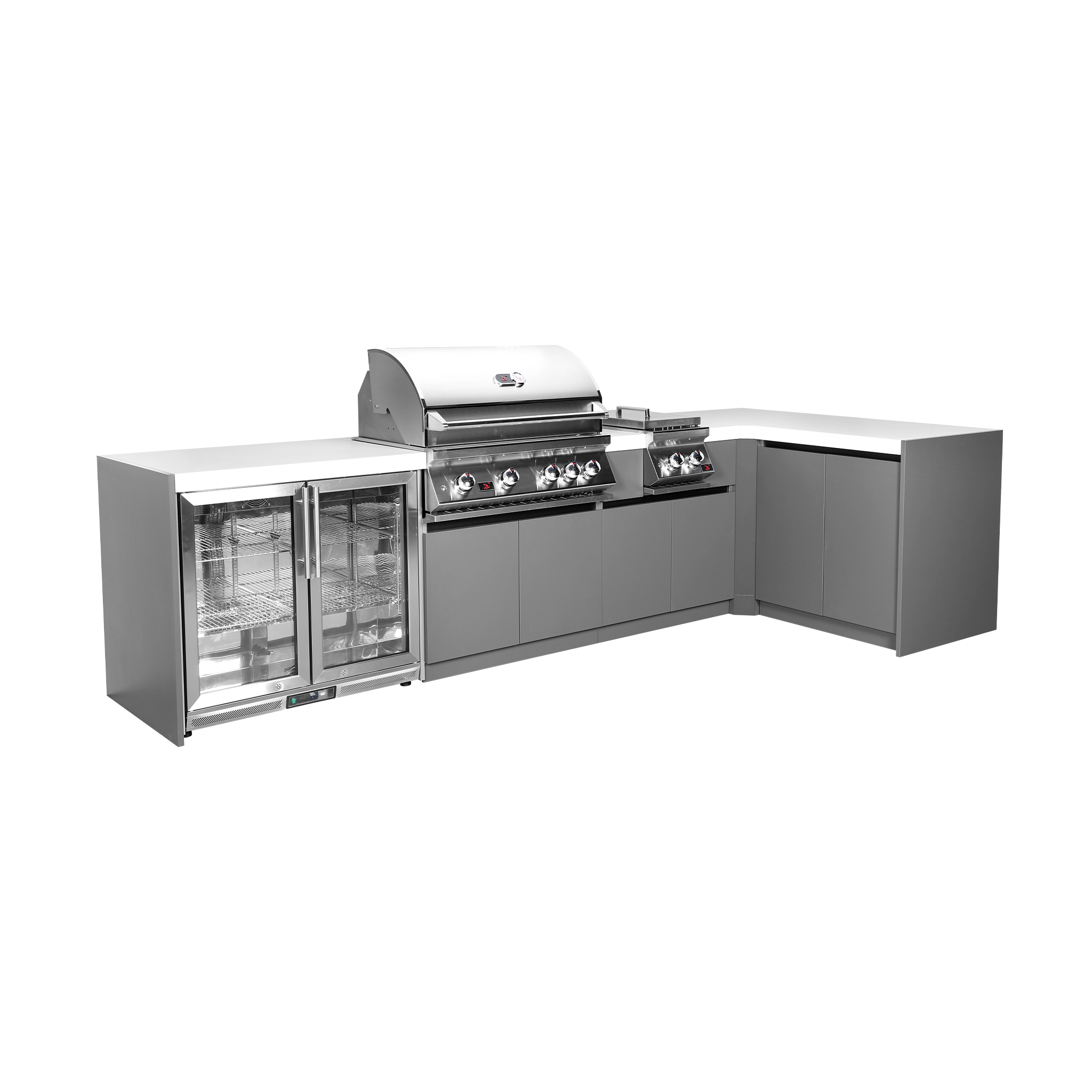 Whistler L-Shaped Outdoor Kitchen Island – Built-In 4-Burner Grill, Modular Design