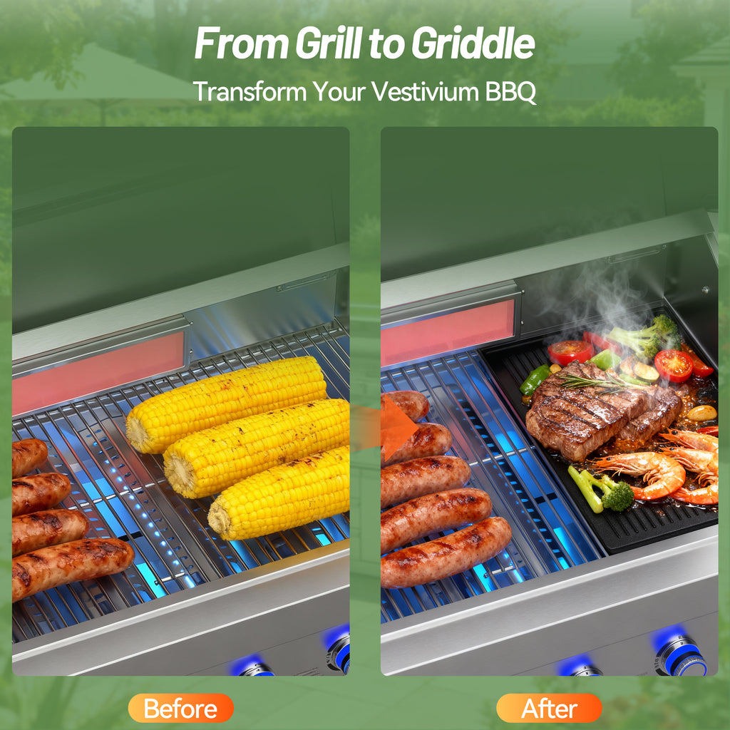 2-in-1 Reversible Cast Iron Griddle for Grill