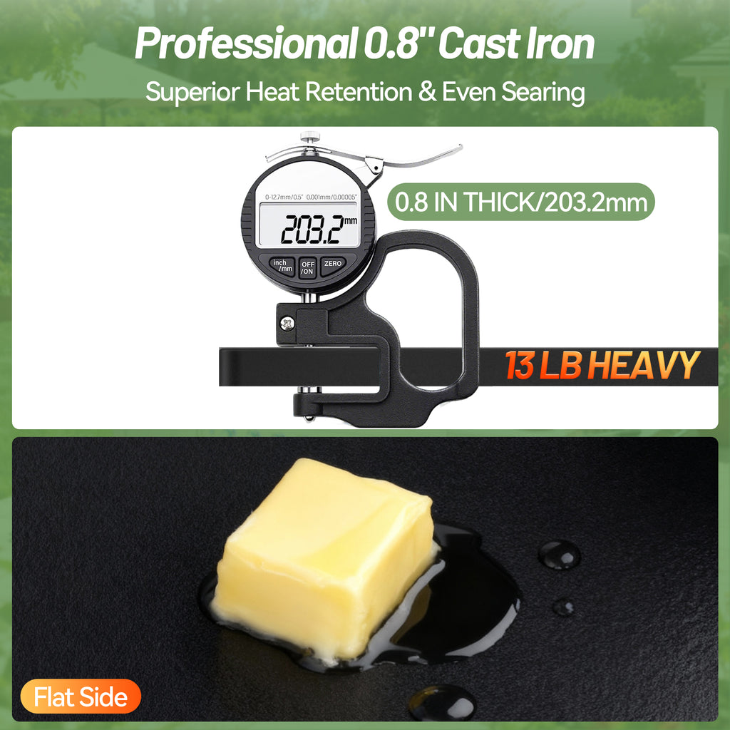 2-in-1 Reversible Cast Iron Griddle for Grill