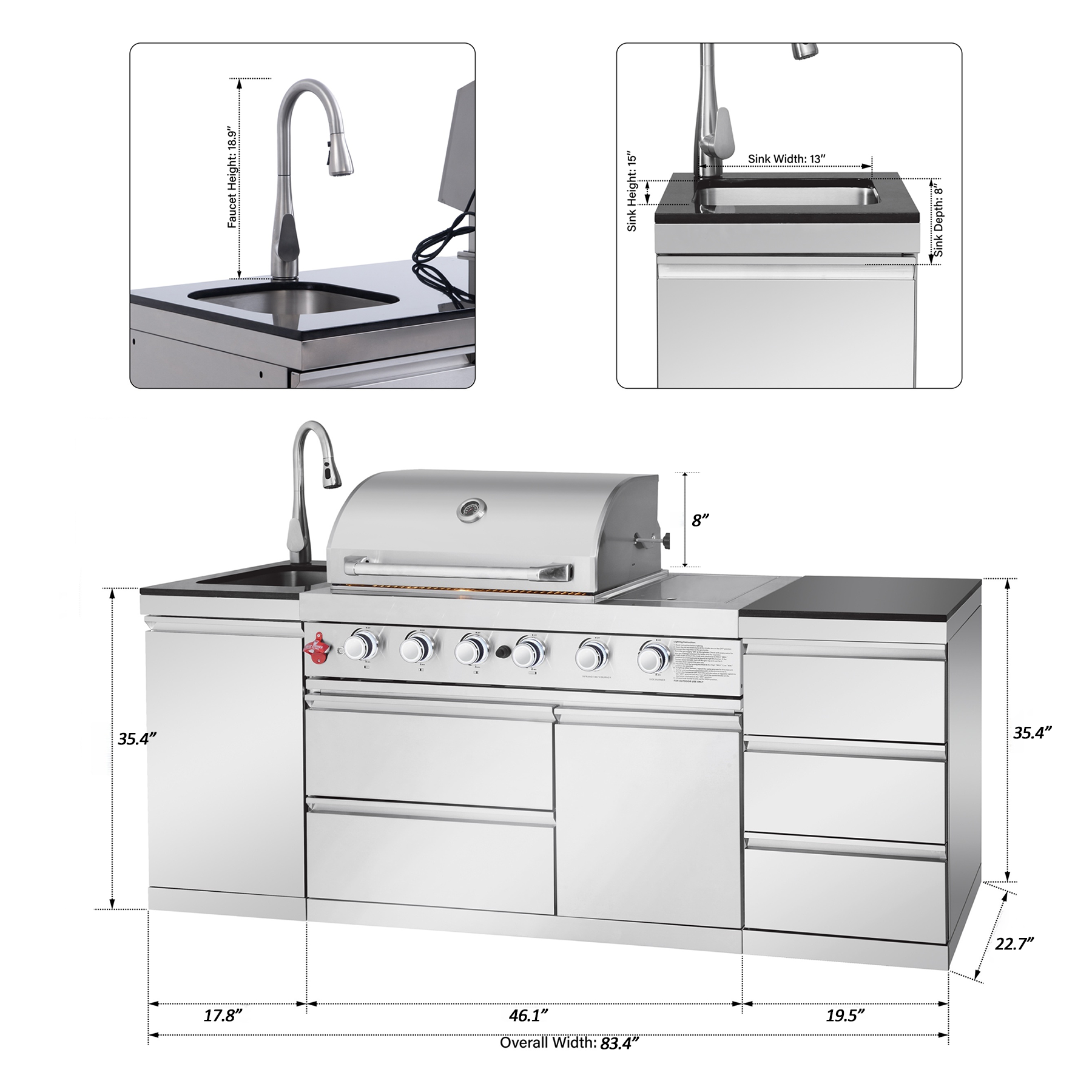SERA-B Series Outdoor Modular Kitchen – All-in-One Backyard Cooking System