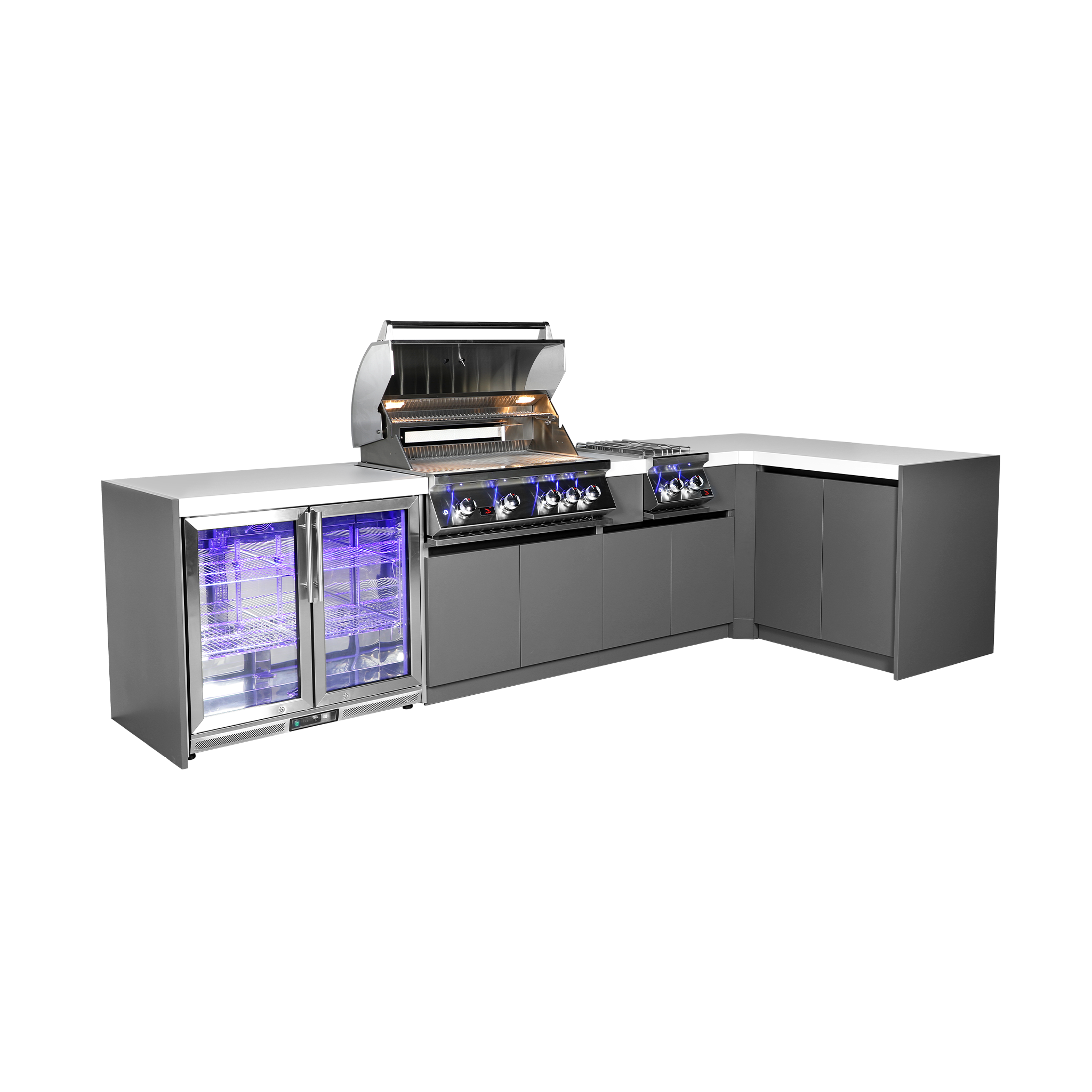 Whistler L-Shaped Outdoor Kitchen Island – Built-In 4-Burner Grill, Modular Design