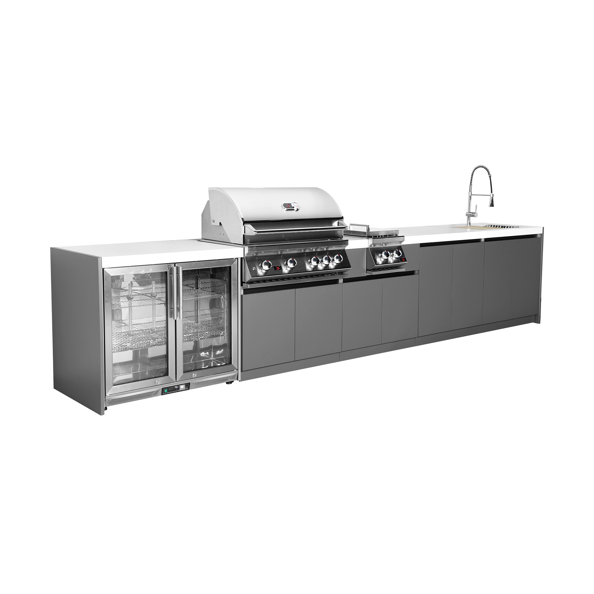 Whistler Straight-Line Outdoor Kitchen Island with Built-In 4-Burner Grill – Modular Design