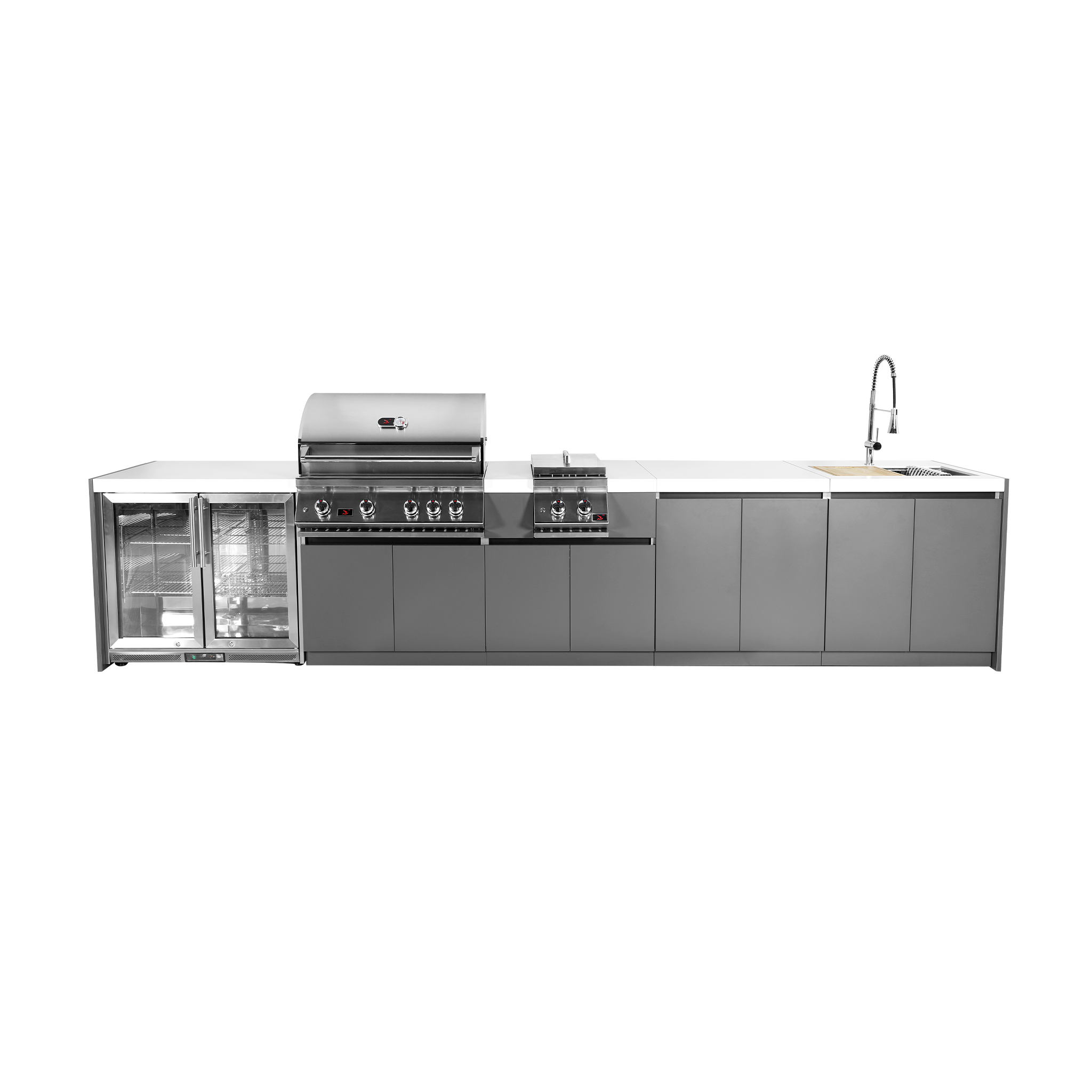 Whistler Straight-Line Outdoor Kitchen Island with Built-In 4-Burner Grill – Modular Design