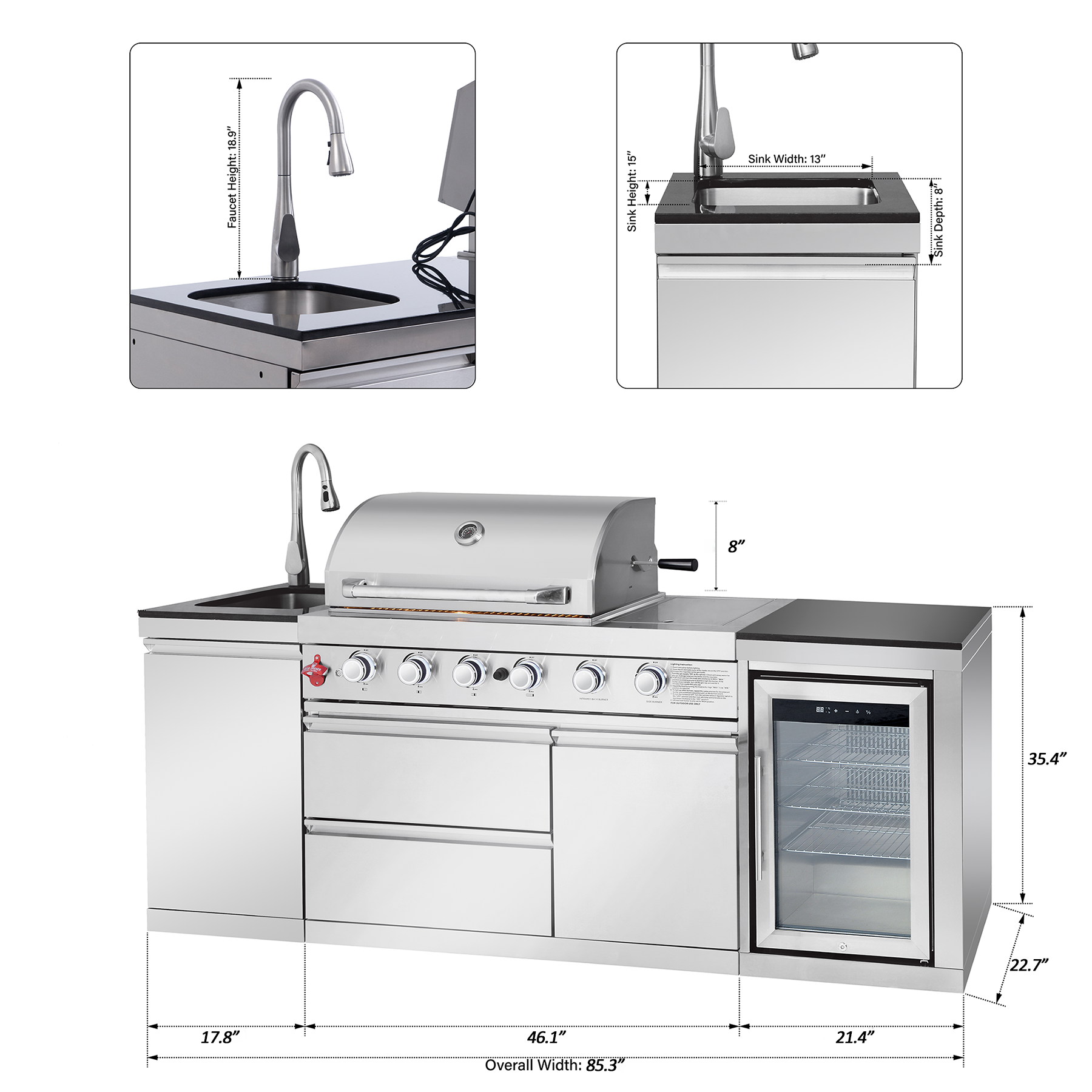 SERA-B Series Outdoor Modular Kitchen – All-in-One Backyard Cooking System