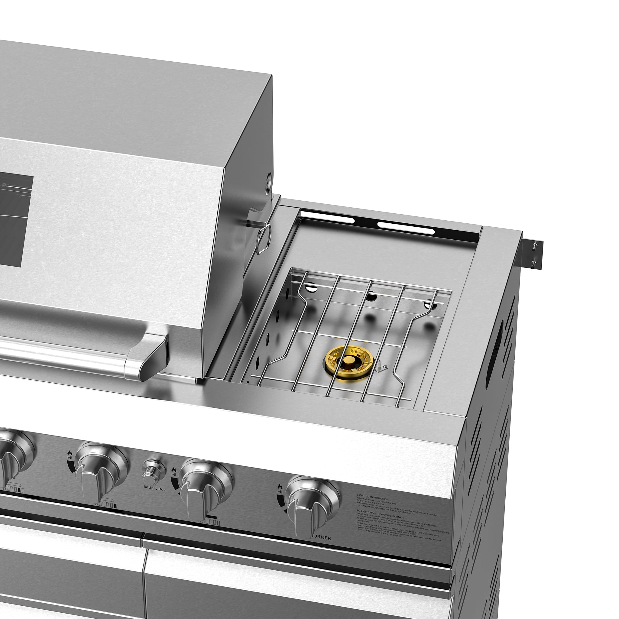 Vestivium Sera Series Outdoor Kitchen Island with Built - in Grill, Sink & Refrigerator