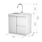 Single-Door Storage Cabinet with Double Drawers and Sink Module