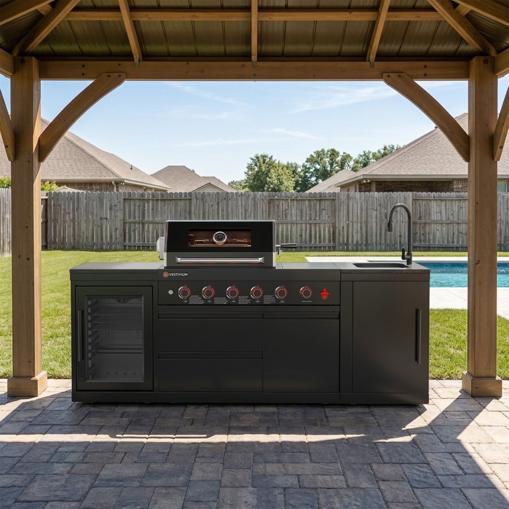 SERA-C Compact and Stylish Outdoor Modular Kitchen Set All-in-One Backyard Cooking System