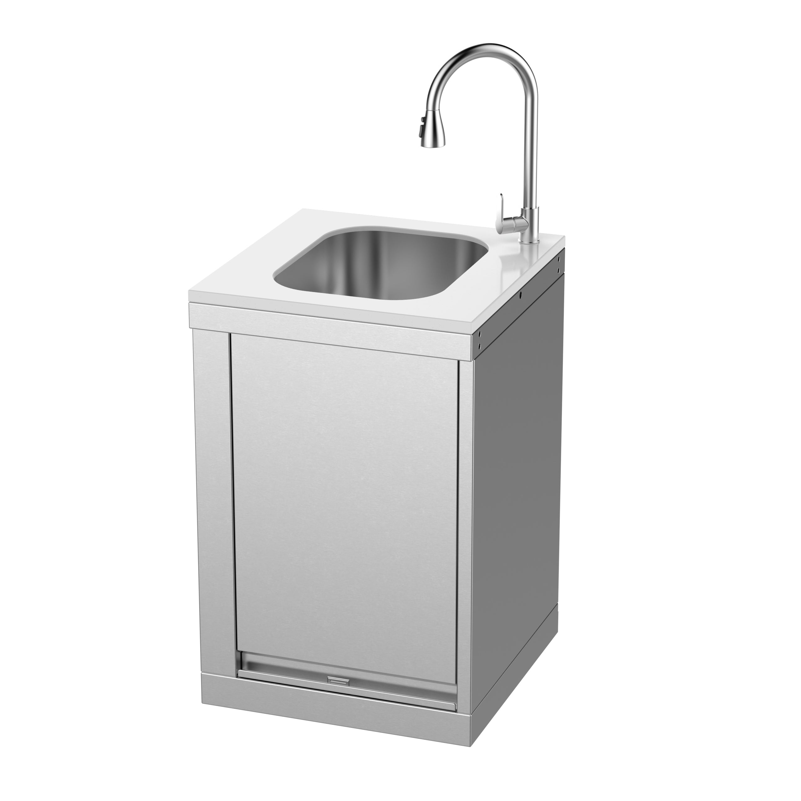 Single-door sink cabinet with hidden table