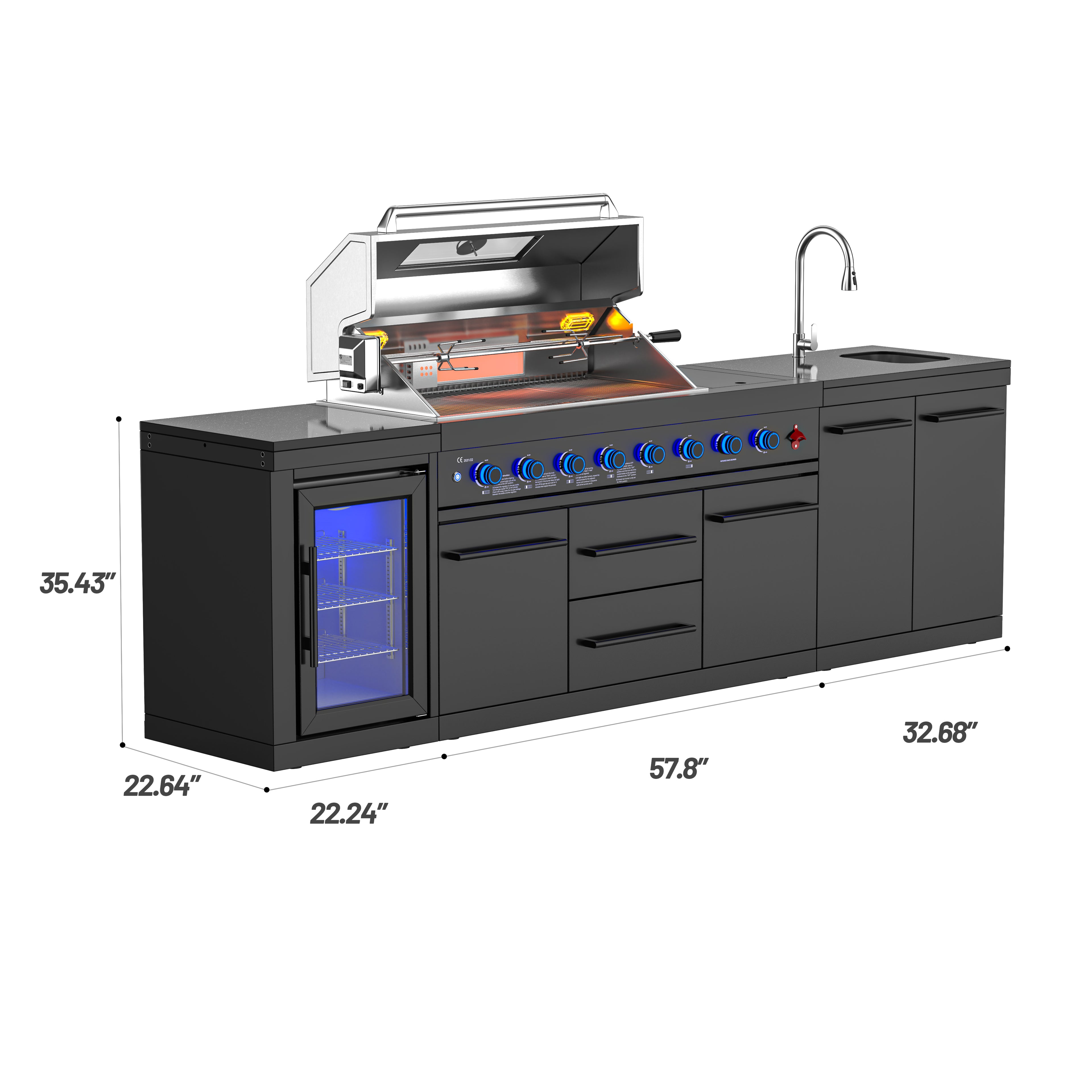 SERA Series Outdoor Modular Kitchen 6118PC - Black