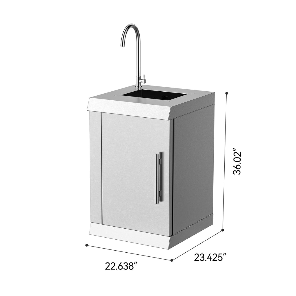 Vestivium Sera Series Outdoor Kitchen Island with Built - in Grill, Sink & Refrigerator