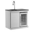Single-Door Refrigerator with Sink Module,Black Gold Sand Marble Countertops