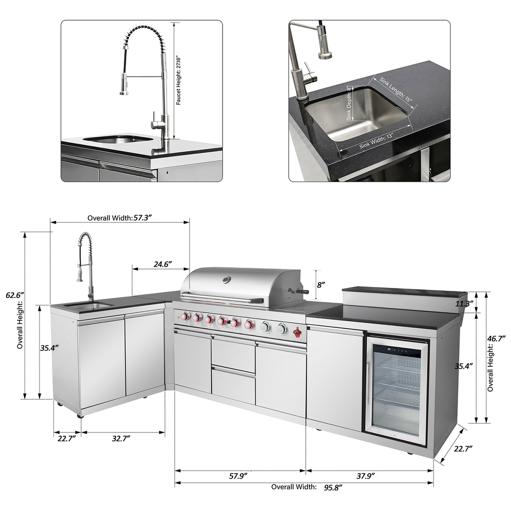 SERA-B Series Outdoor Modular Kitchen – All-in-One Backyard Cooking System