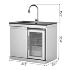 Single-Door Refrigerator with Sink Module,Black Gold Sand Marble Countertops