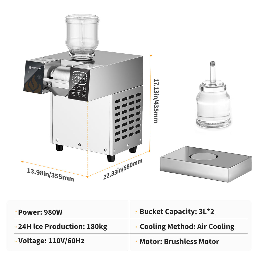 VESTIVIUM Snowflake Ice Maker | Liquid-to-Snow Frozen Dessert Machine