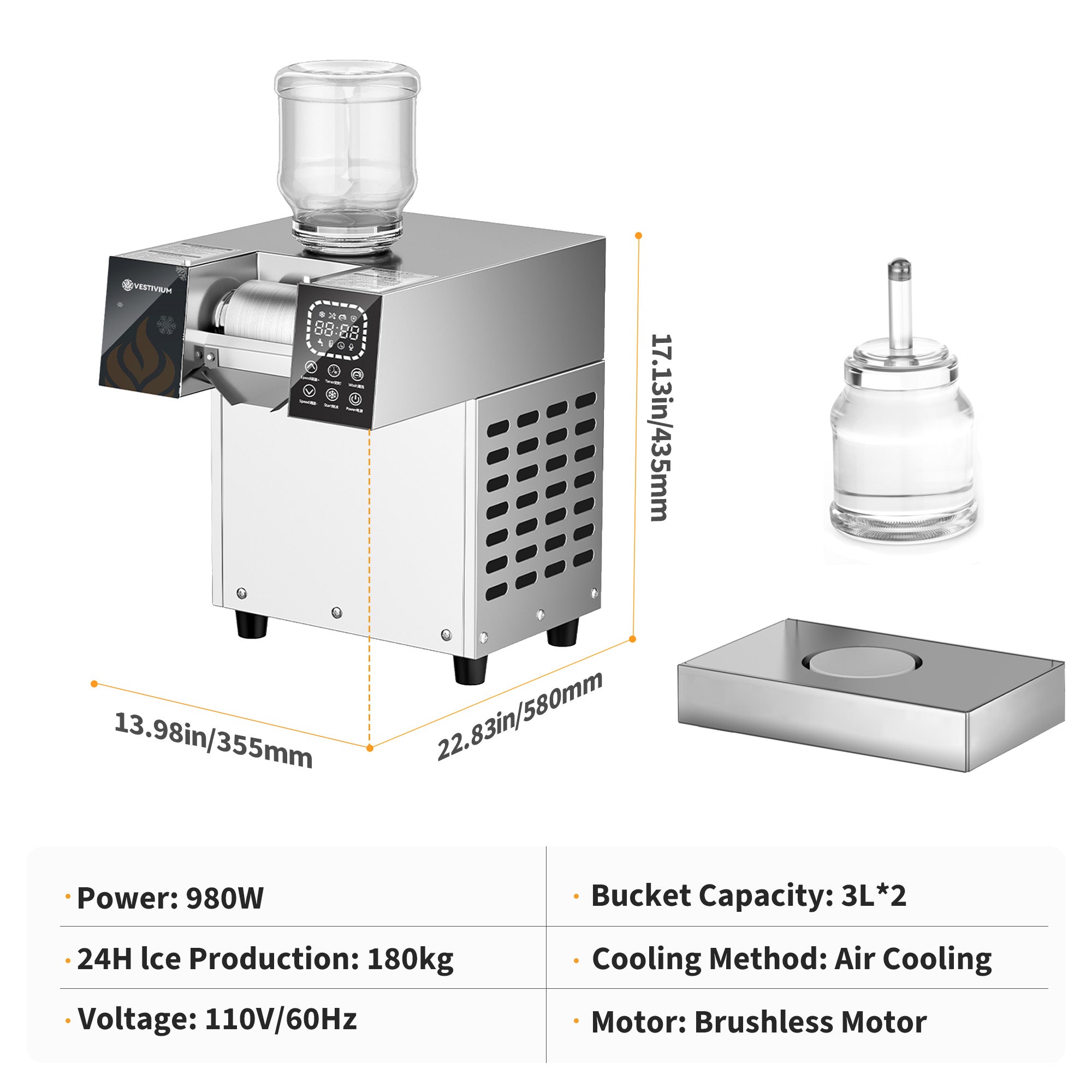 VESTIVIUM Snowflake Ice Maker | Liquid-to-Snow Frozen Dessert Machine