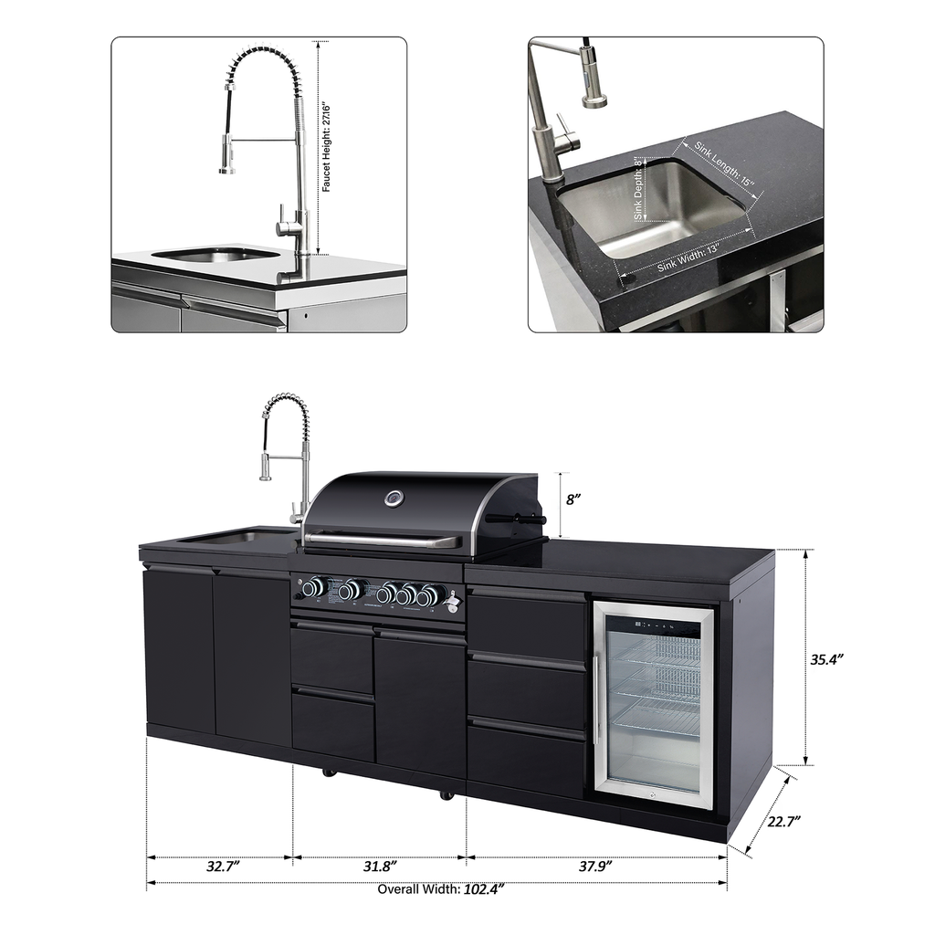SERA-B Series Outdoor Modular Kitchen – All-in-One Backyard Cooking System
