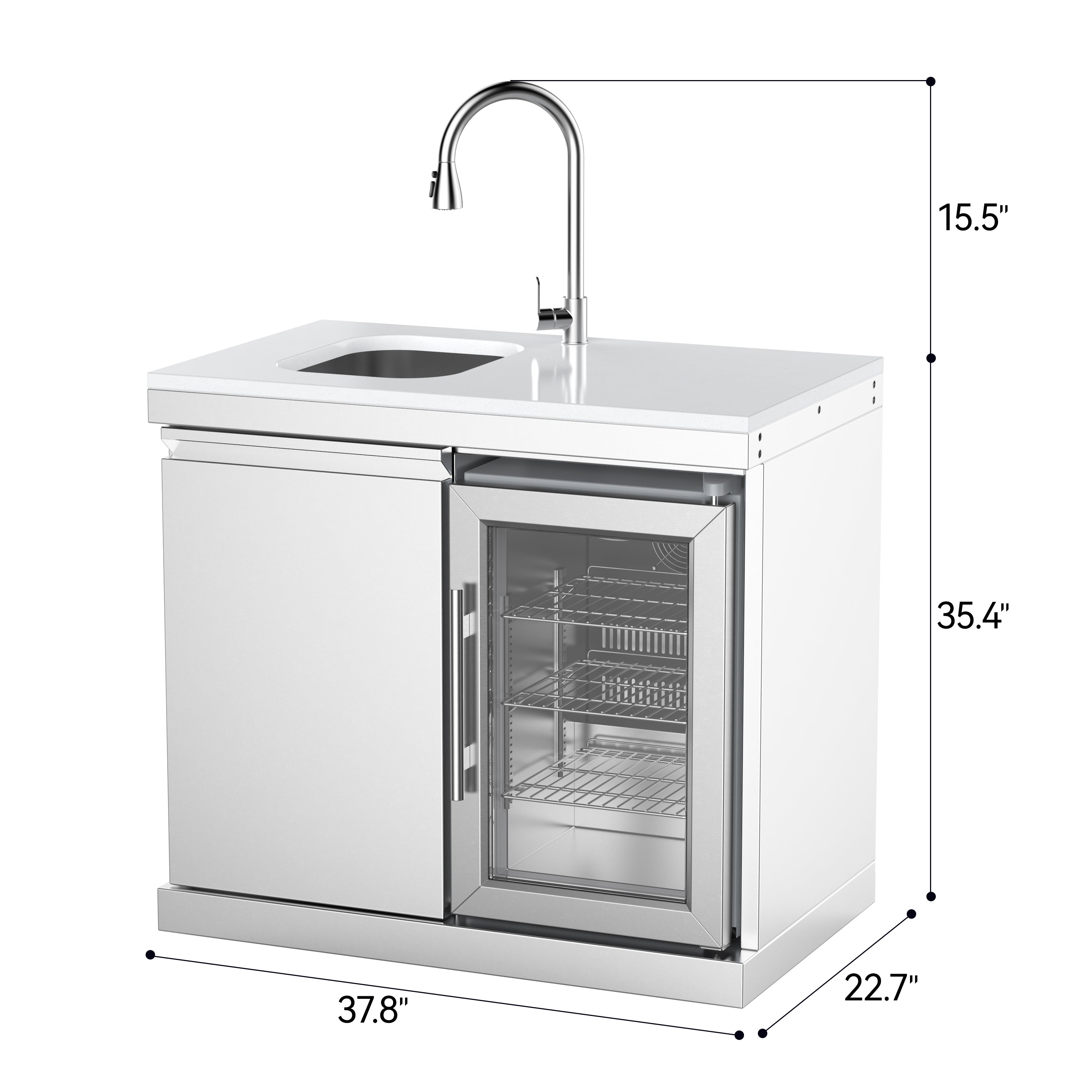 Single-door storage sink and single-door refrigerator cabinet