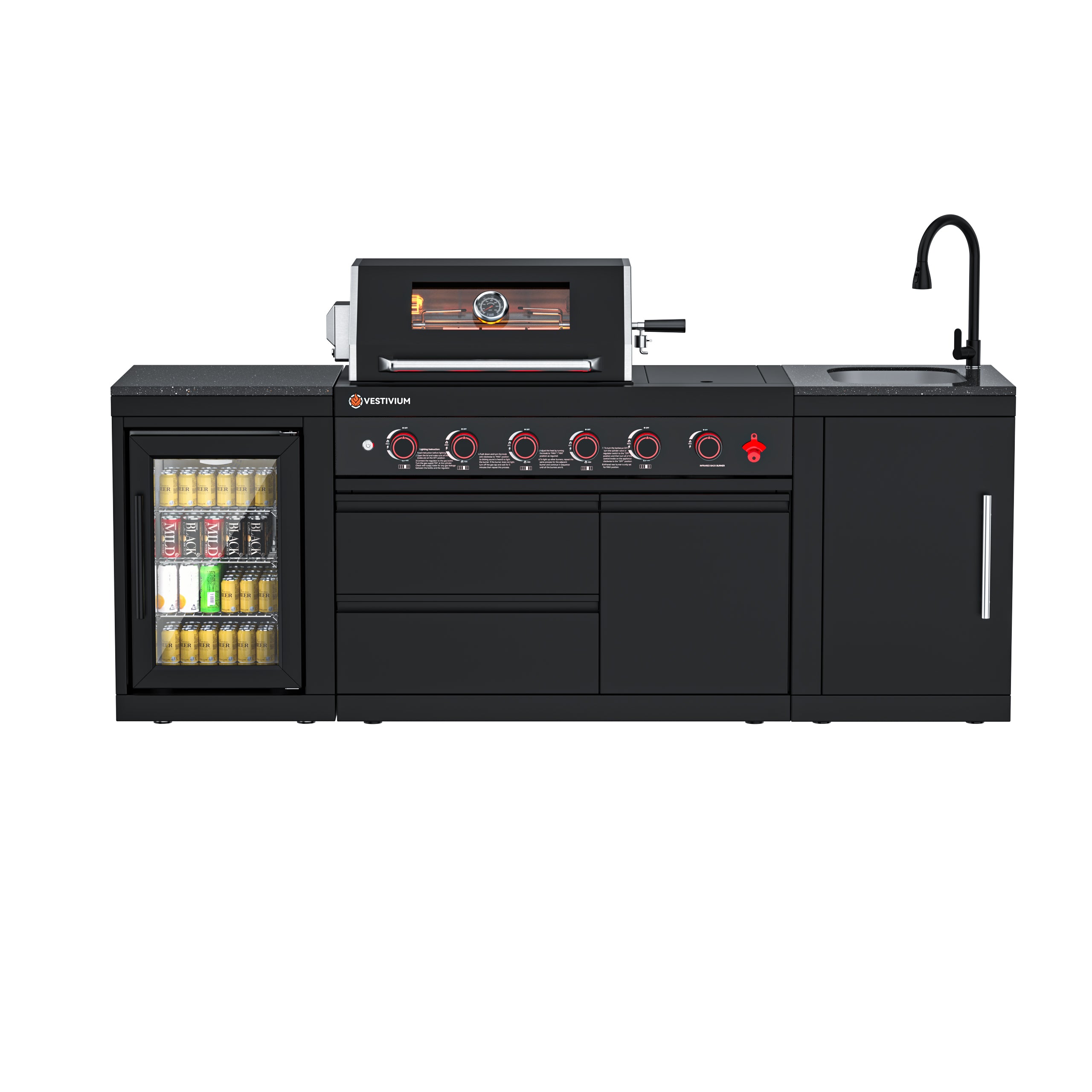 SERA-C Compact and Stylish Outdoor Modular Kitchen Set All-in-One Backyard Cooking System