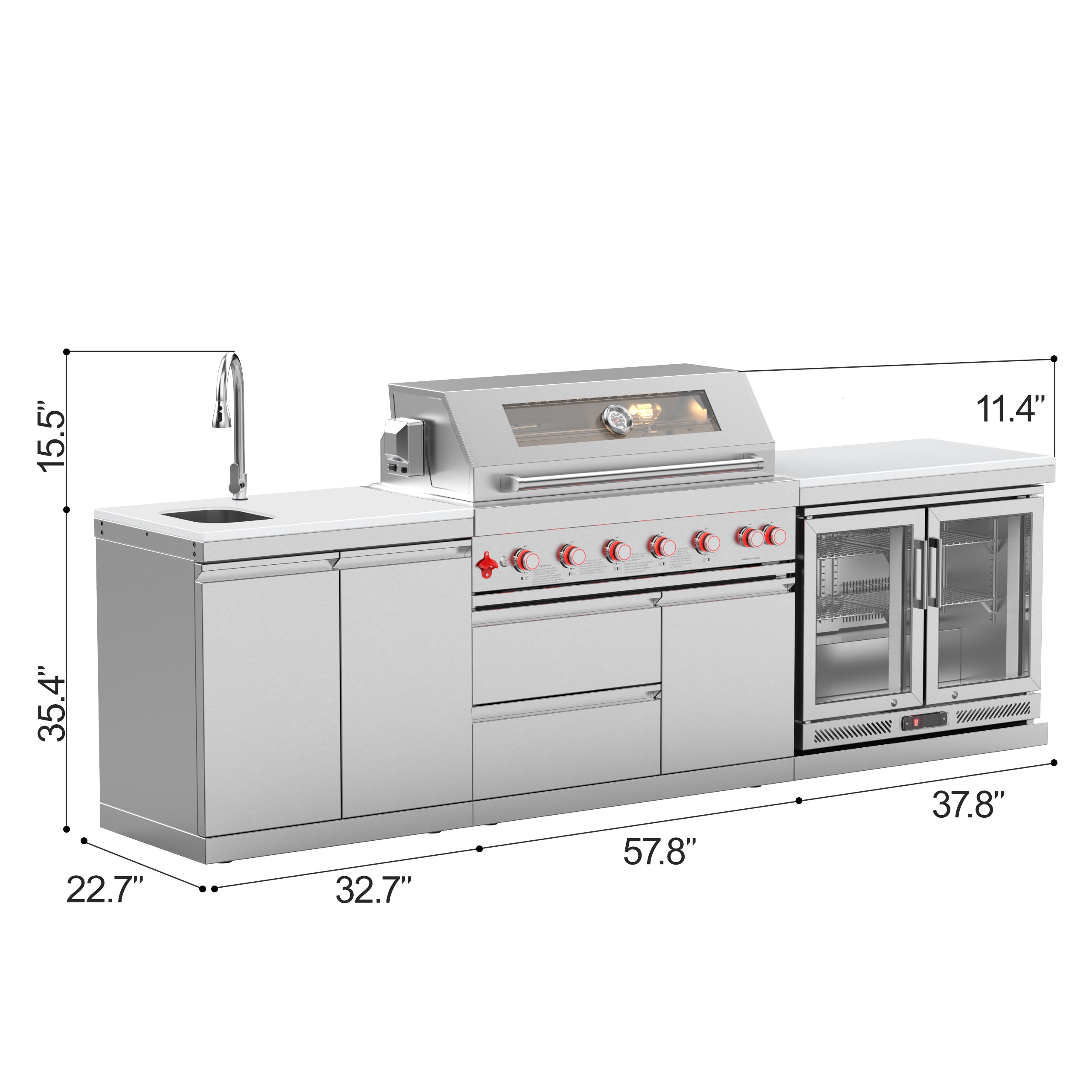 VESTIVIUM 3-Piece Modular Outdoor Kitchen Island Set | V601-SK2FR2