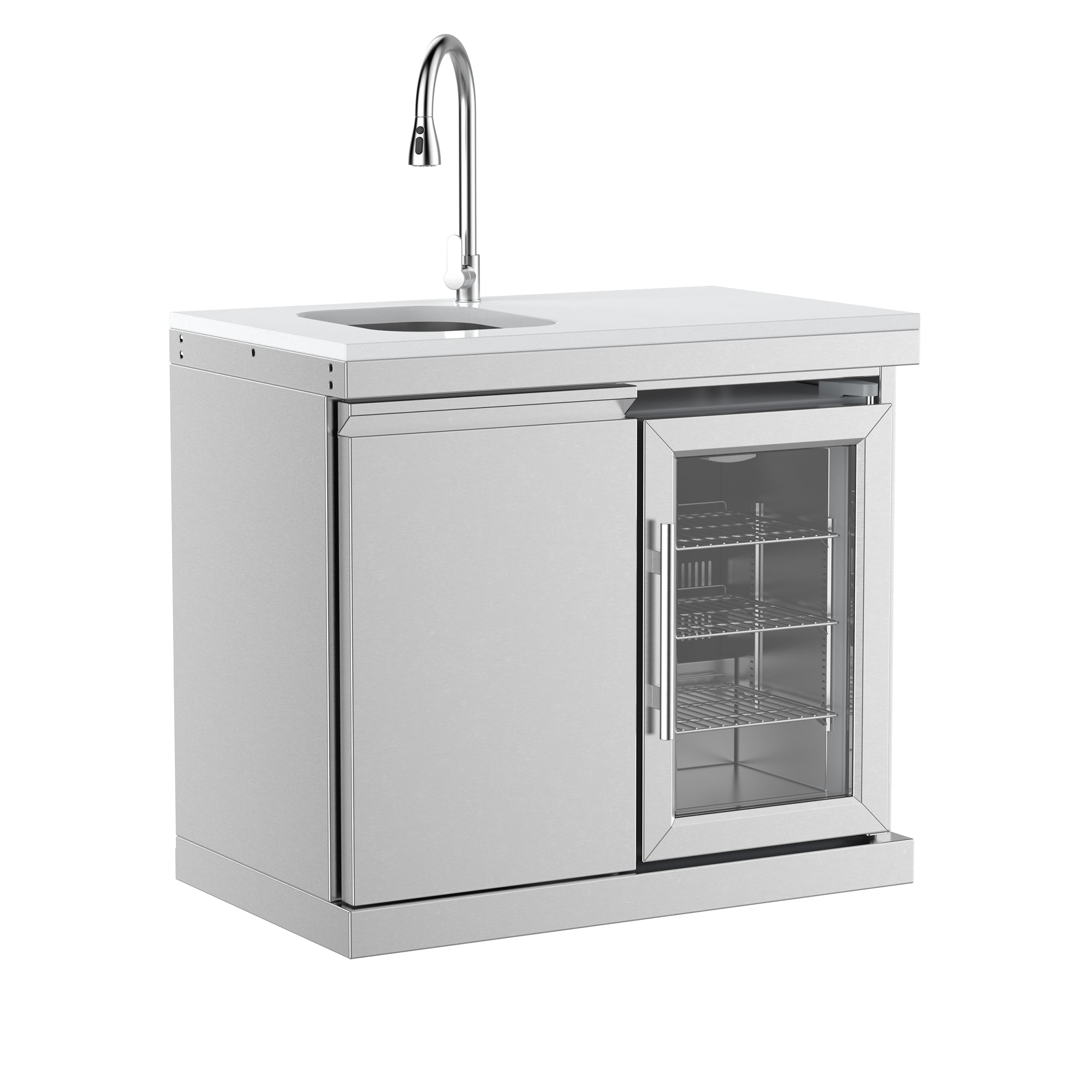 Single-door storage sink and single-door refrigerator cabinet