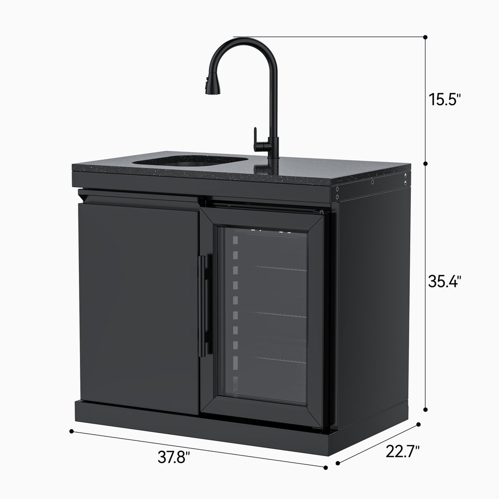 Single-Door Storage with Sink and Single-Door Refrigerator Module