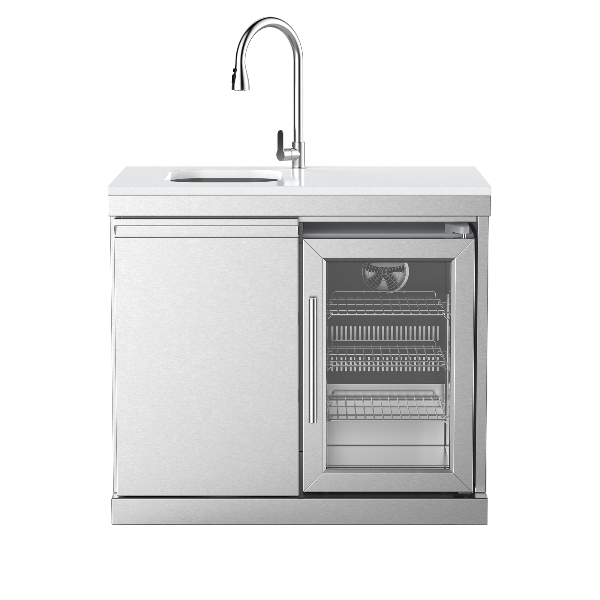 Single-door storage sink and single-door refrigerator cabinet