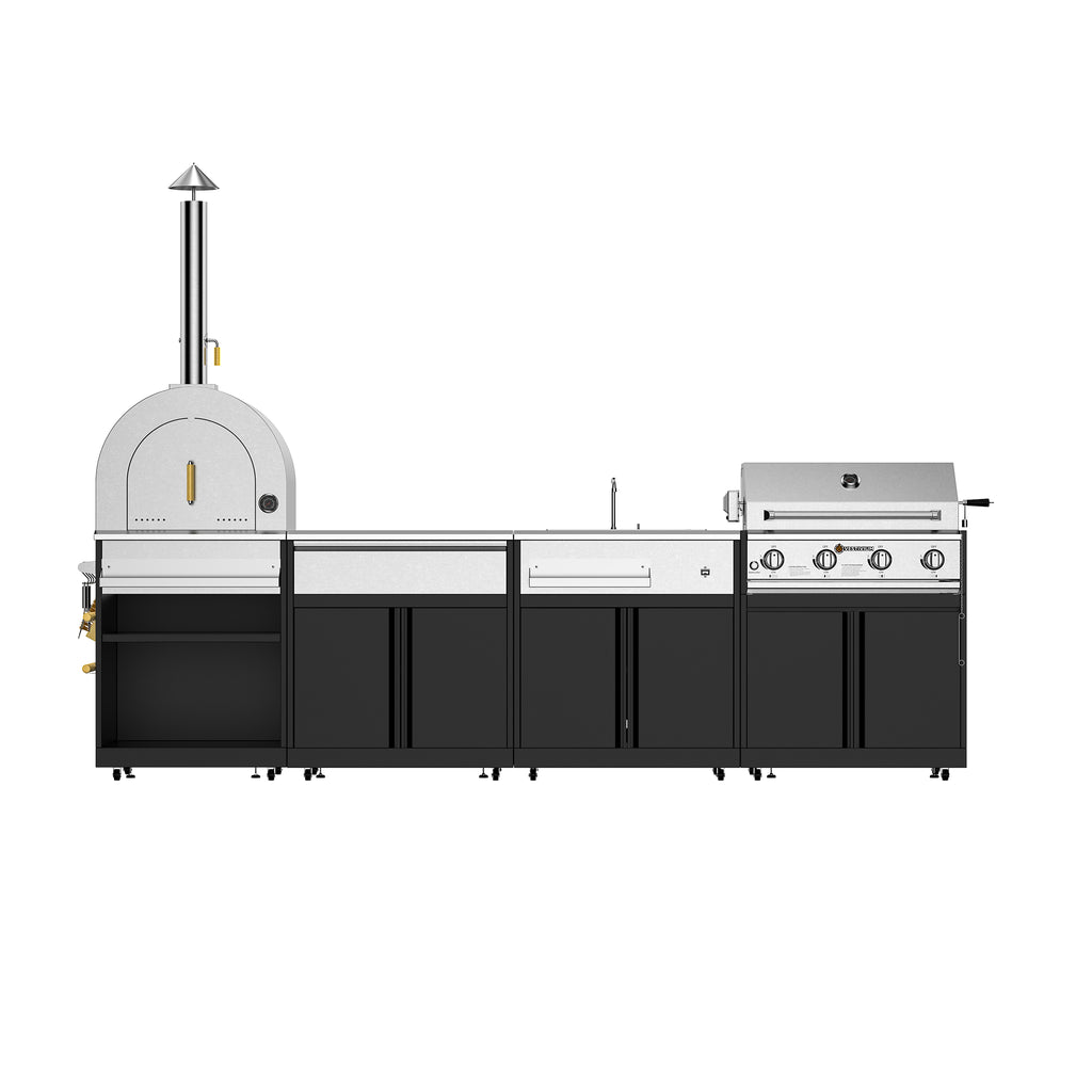 Vestivium Sera Series Outdoor Kitchen Island with Built - in Grill, Sink,Pizza Oven