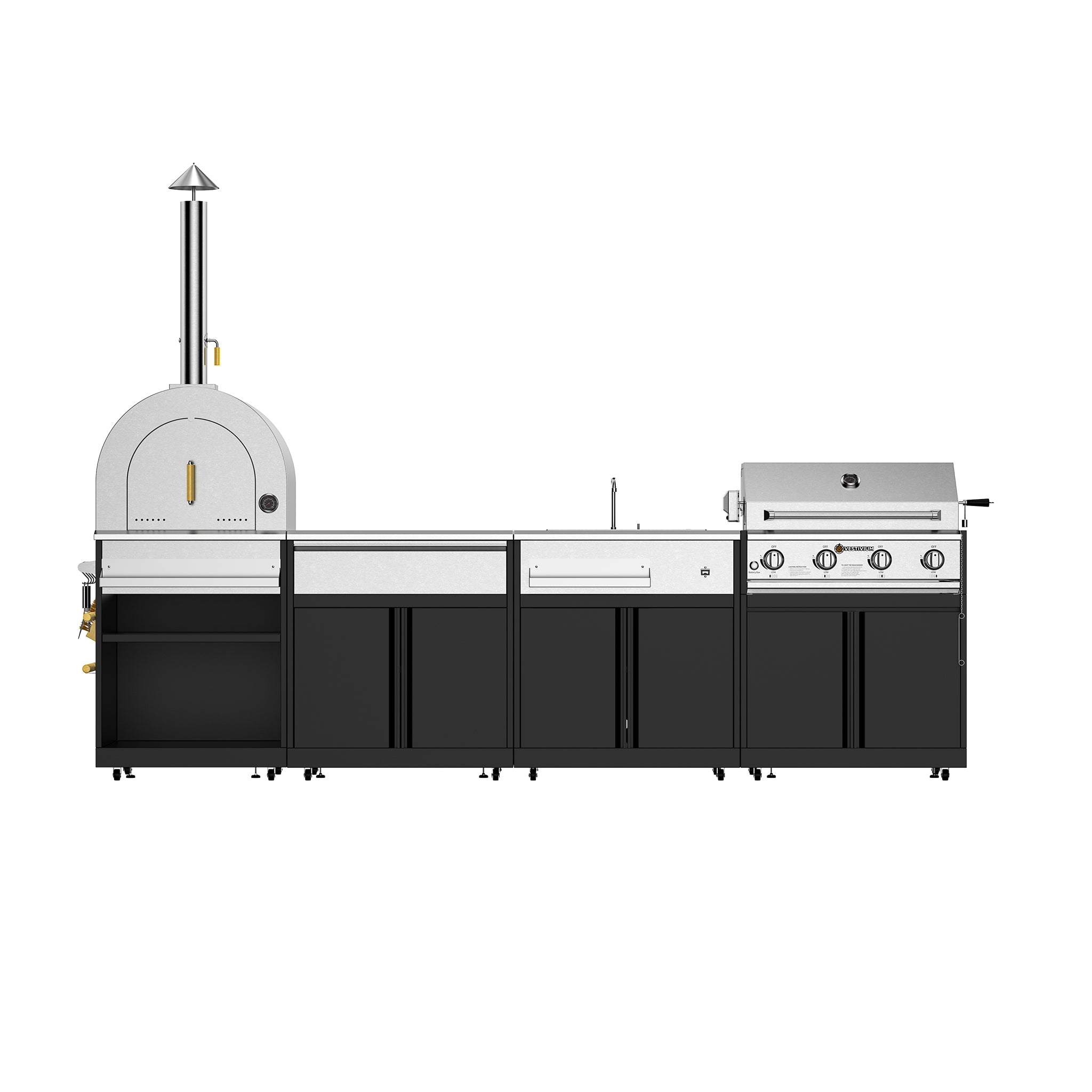 Vestivium Sera Series Outdoor Kitchen Island with Built - in Grill, Sink,Pizza Oven