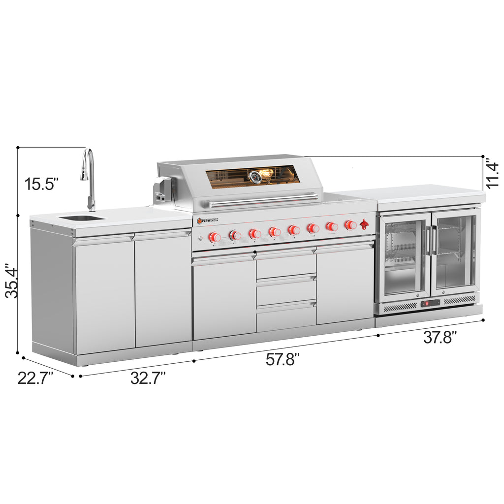 VESTIVIUM 3-Piece Modular Outdoor Kitchen Island Set | V611-SK2FR2