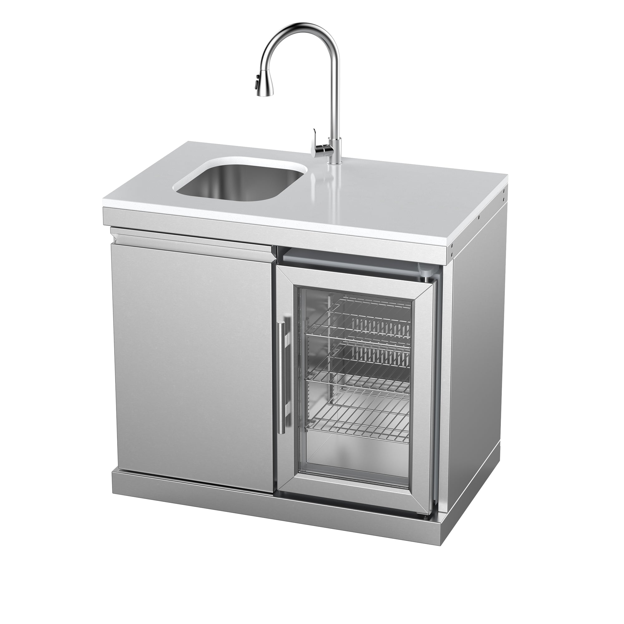 Single-door storage sink and single-door refrigerator cabinet