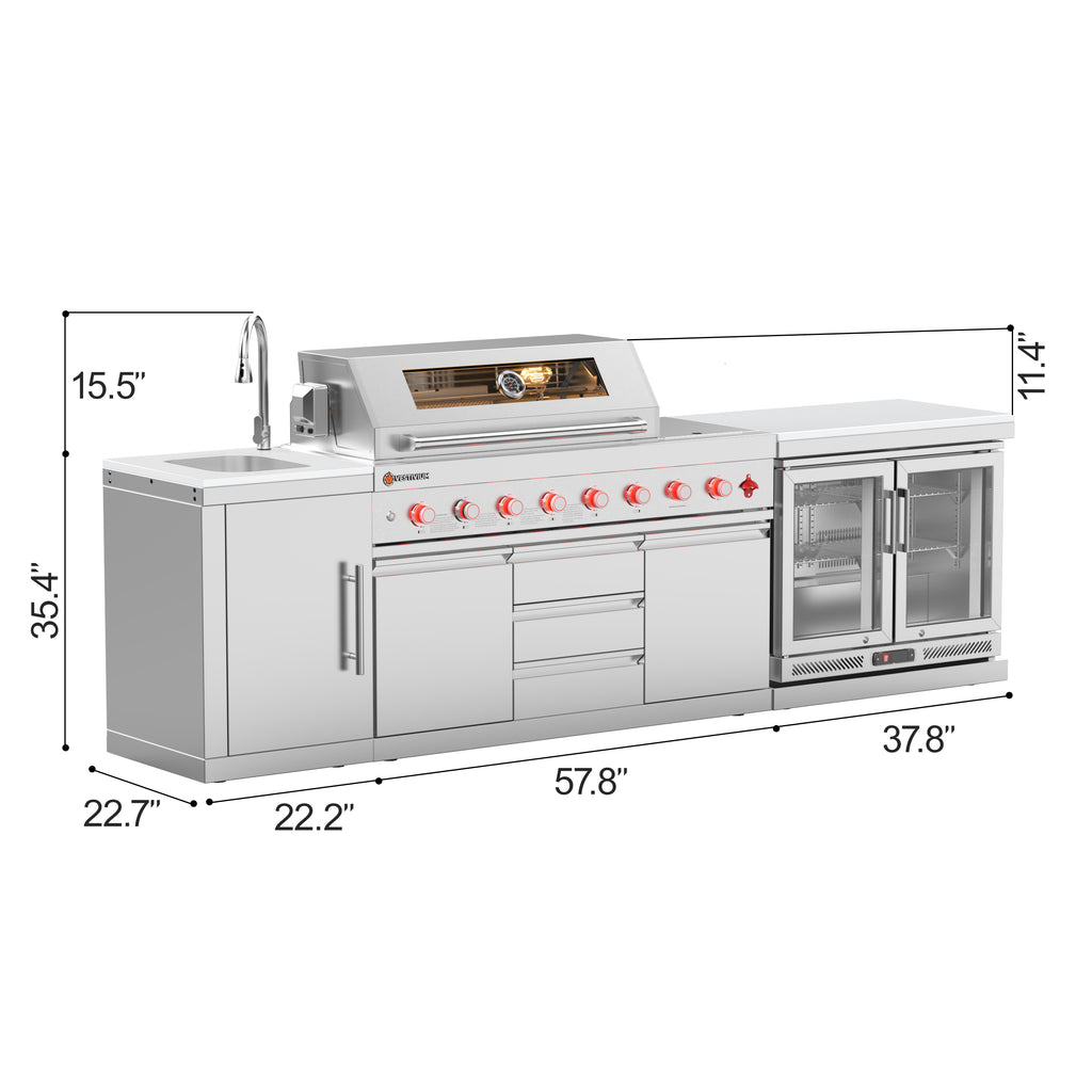 VESTIVIUM 3-Piece Modular Outdoor Kitchen Island Set | V611-SKFR2