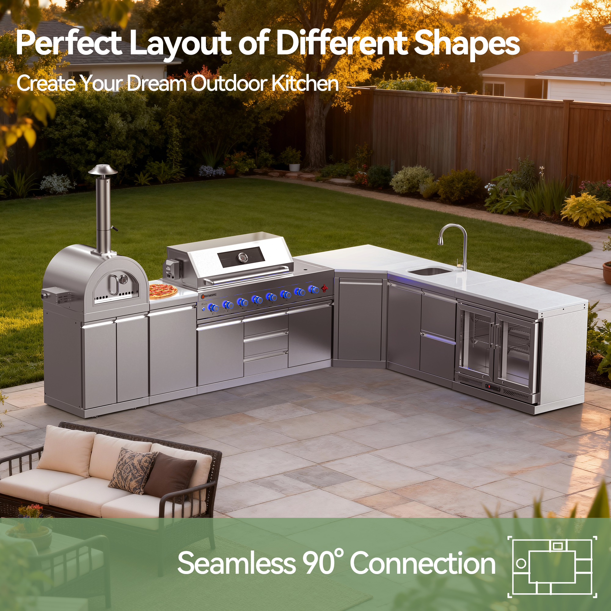 VESTIVIUM Wide Angle Corner Cabinet for Sera Series Outdoor Kitchen