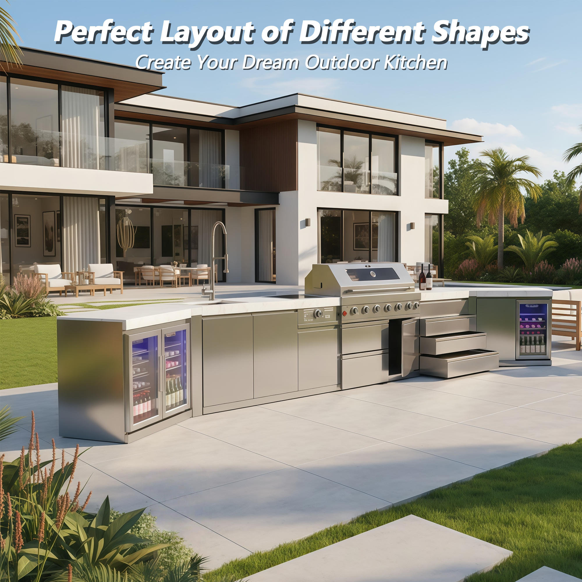 VESTIVIUM Acute Angle Corner Cabinet for Sera Series Outdoor Kitchen