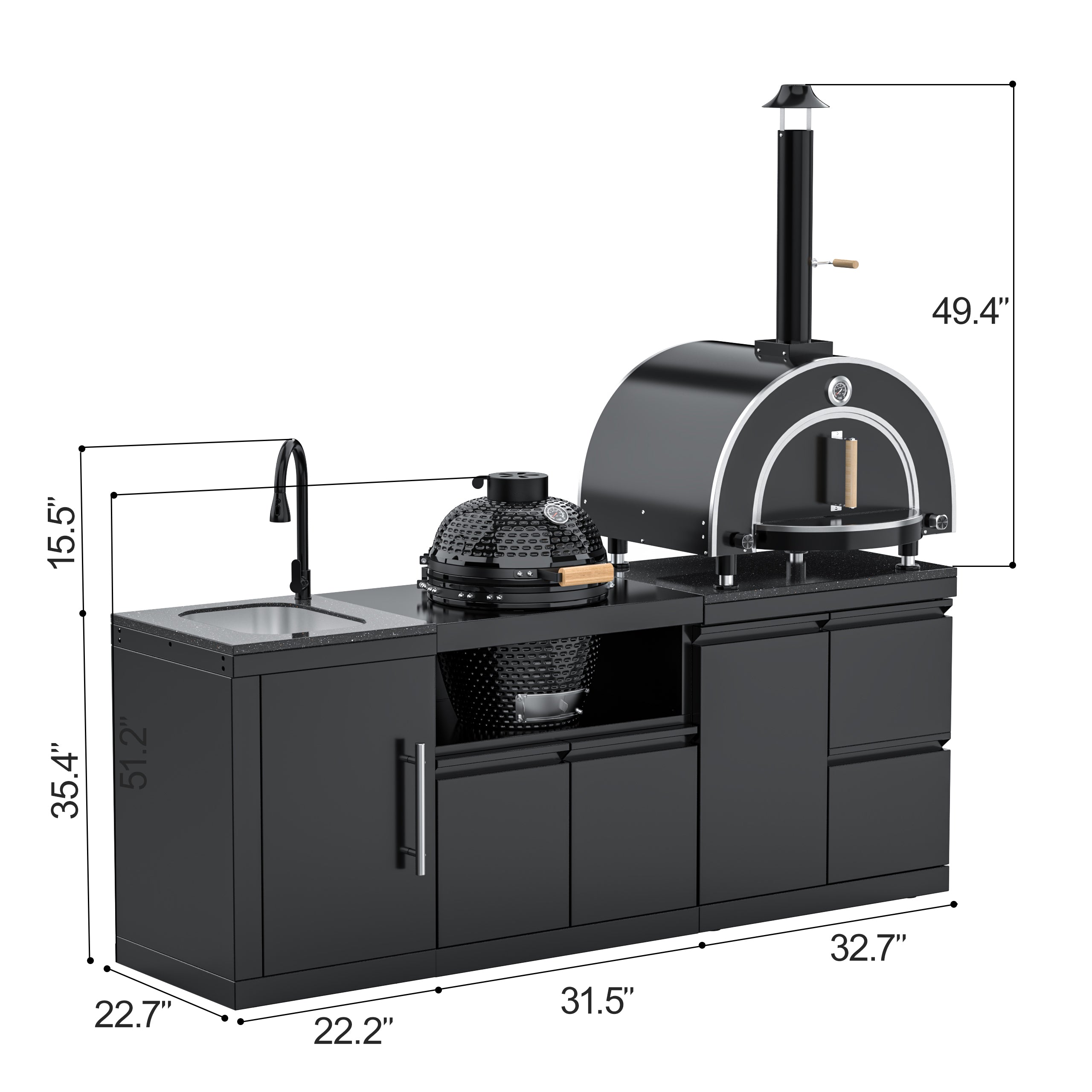 VESTIVIUM 4-Piece Modular Outdoor Kitchen Island Set | SM-SDSKPO