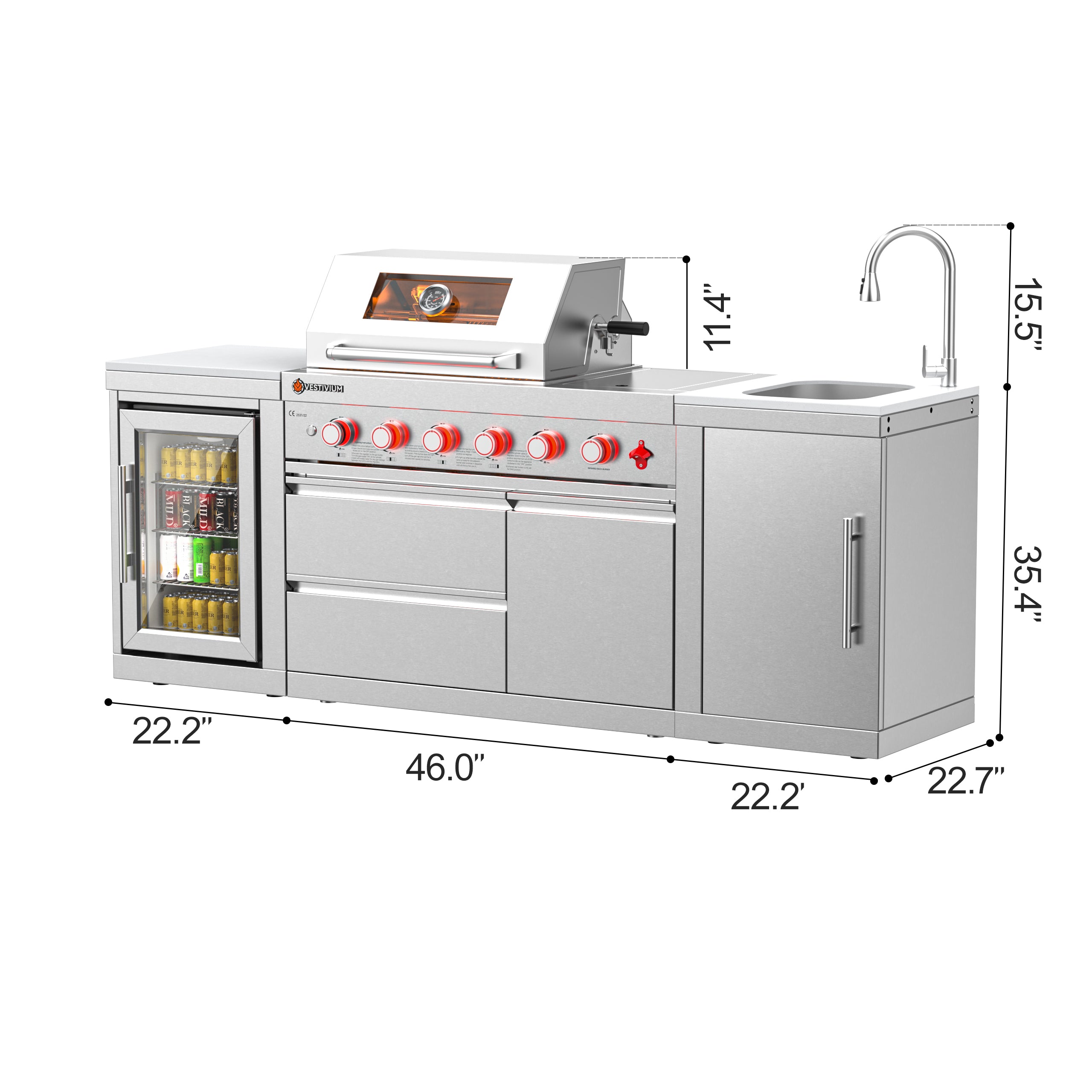 SERA-C Compact and Stylish Outdoor Modular Kitchen Set All-in-One Backyard Cooking System