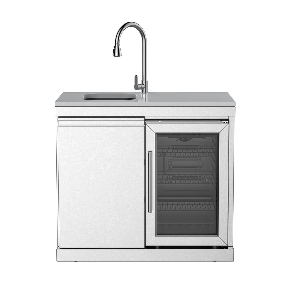 Single-Door Storage with Sink and Single-Door Refrigerator Module