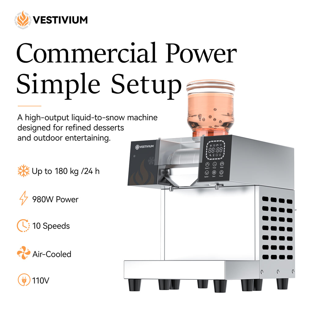 VESTIVIUM Snowflake Ice Maker | Liquid-to-Snow Frozen Dessert Machine