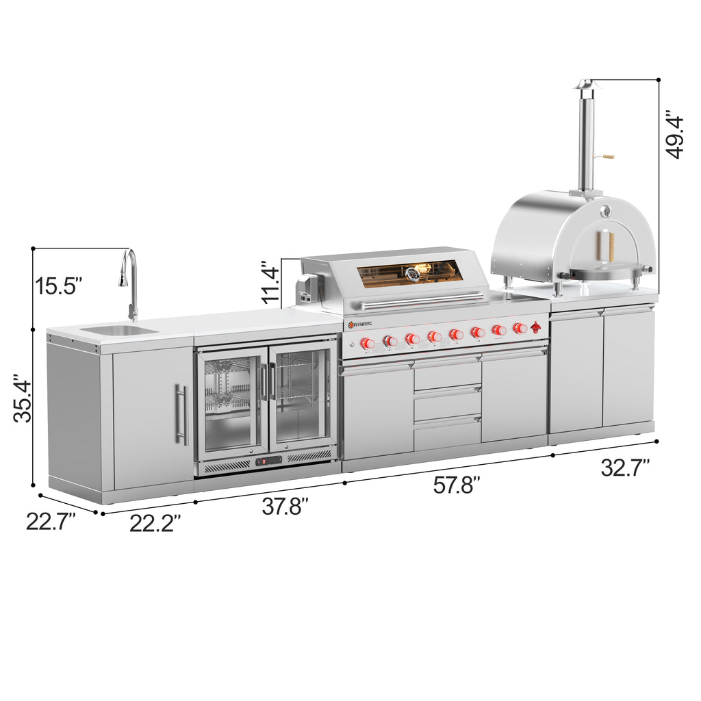 VESTIVIUM 5-Piece Modular Outdoor Kitchen Island Set | V611-ST2SKFR2PO