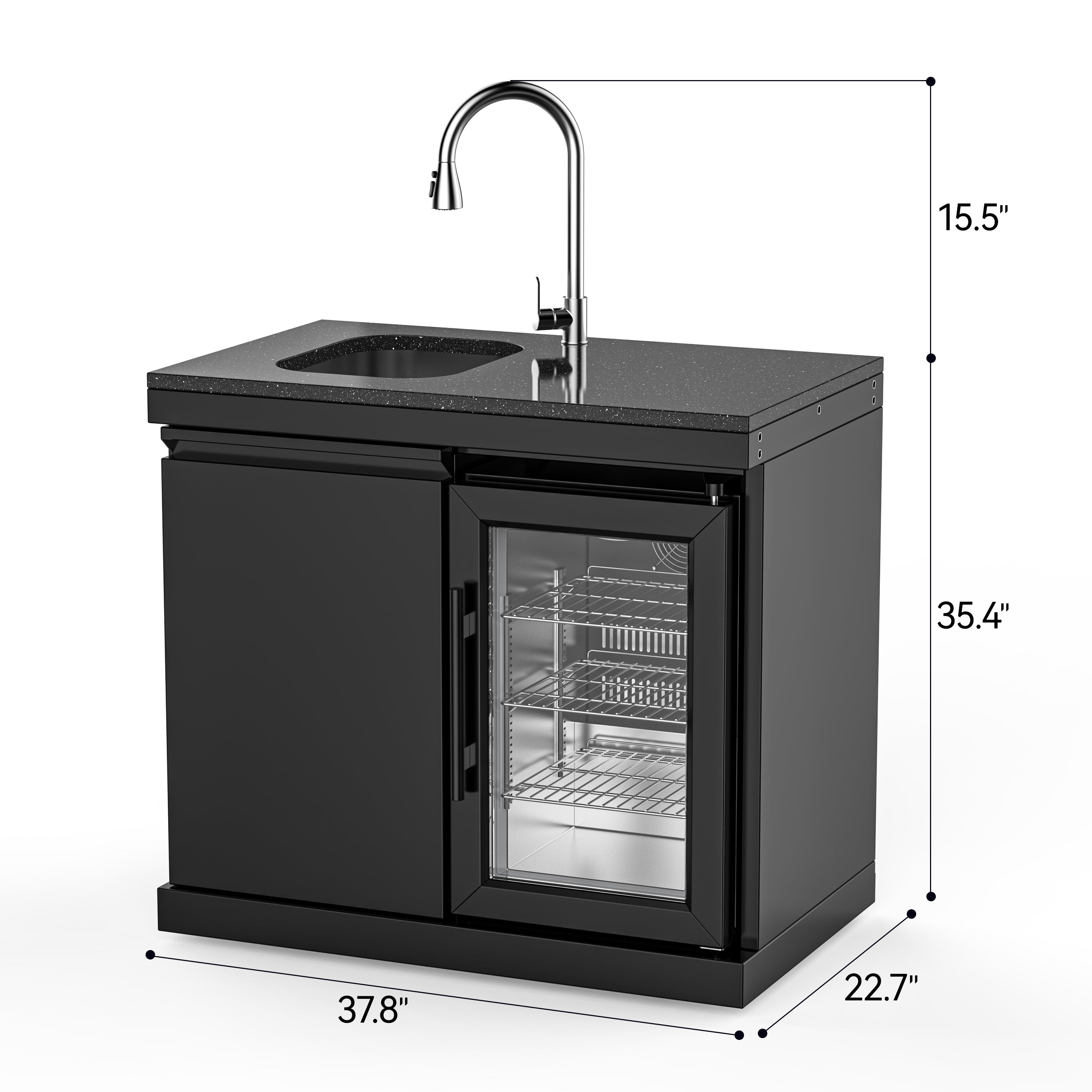 Single-door storage sink and single-door refrigerator cabinet