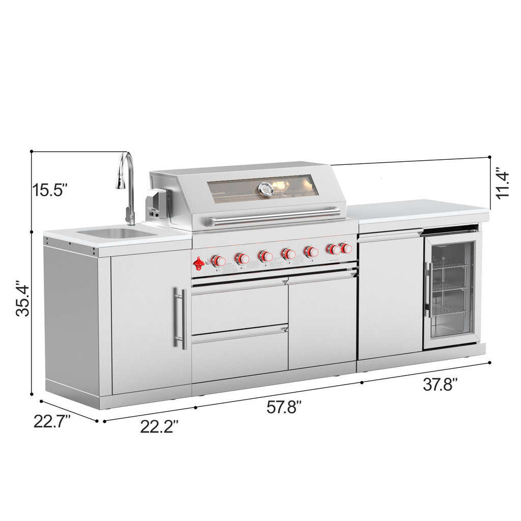 VESTIVIUM 3-Piece Modular Outdoor Kitchen Island Set | V601-SKSFR