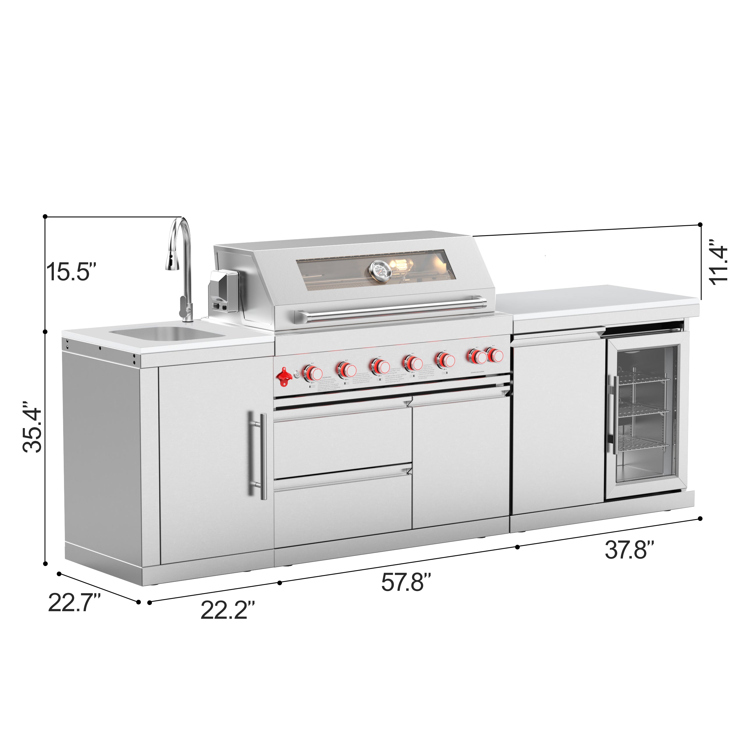 VESTIVIUM 3-Piece Modular Outdoor Kitchen Island Set | V601-SKSFR