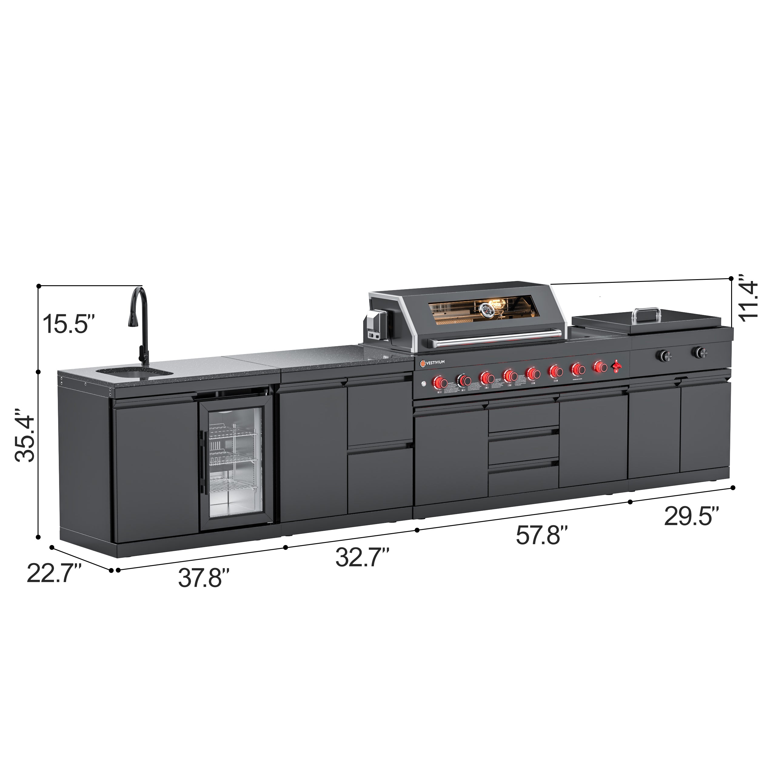 VESTIVIUM 4-Piece Modular Outdoor Kitchen Island Set | V611-SDSFTP