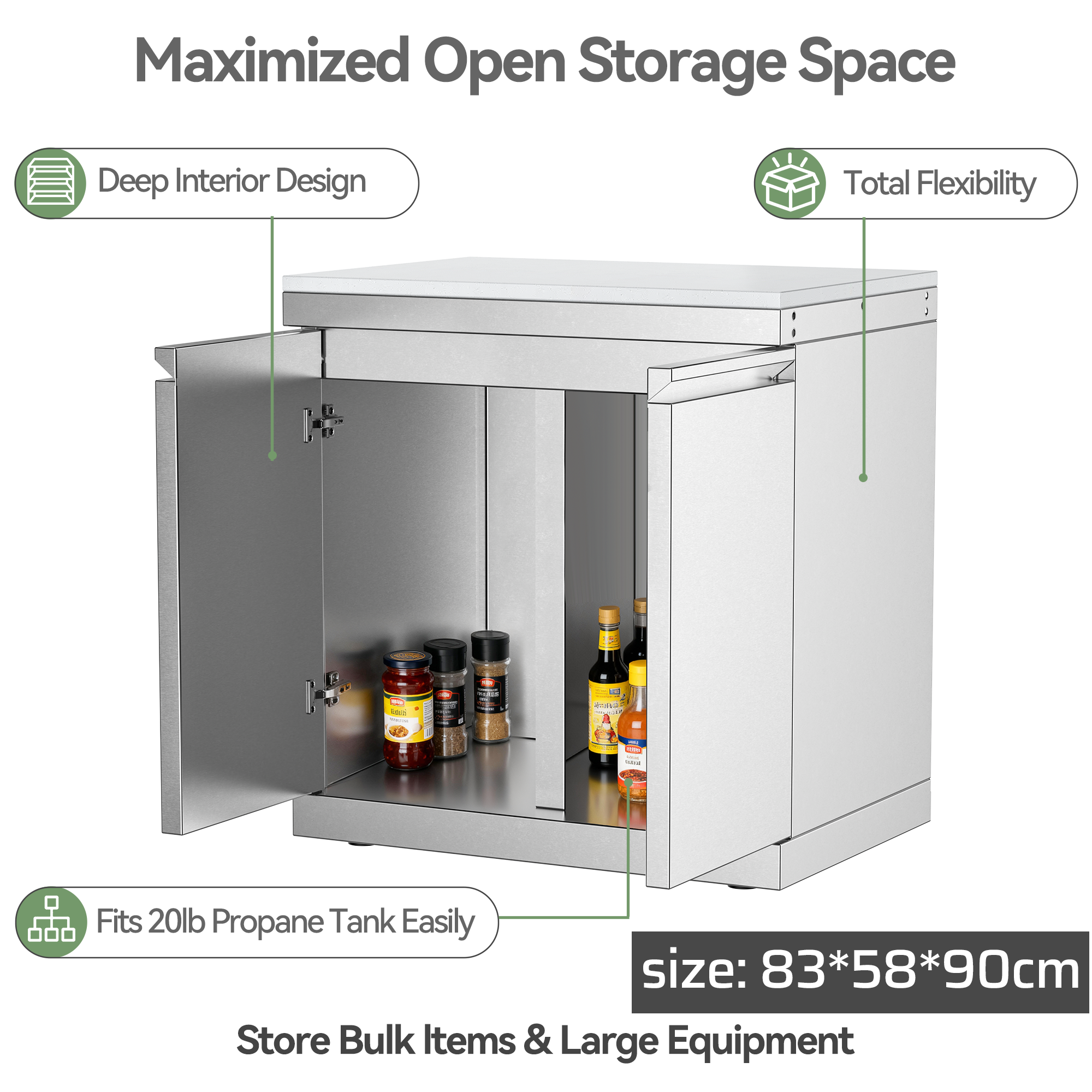 VESTIVIUM Stainless Steel Storage Cabinet - Double Door