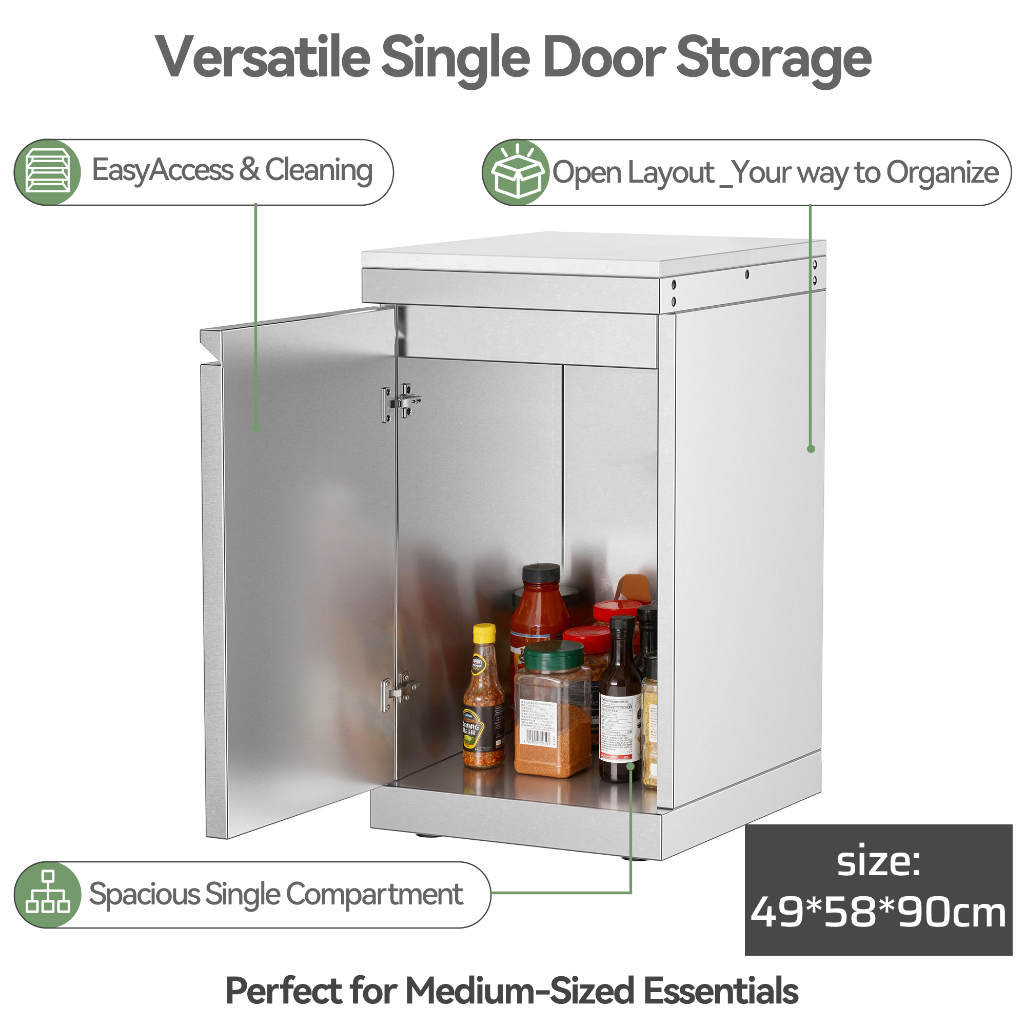 VESTIVIUM Stainless Steel Storage Cabinet - Single Door