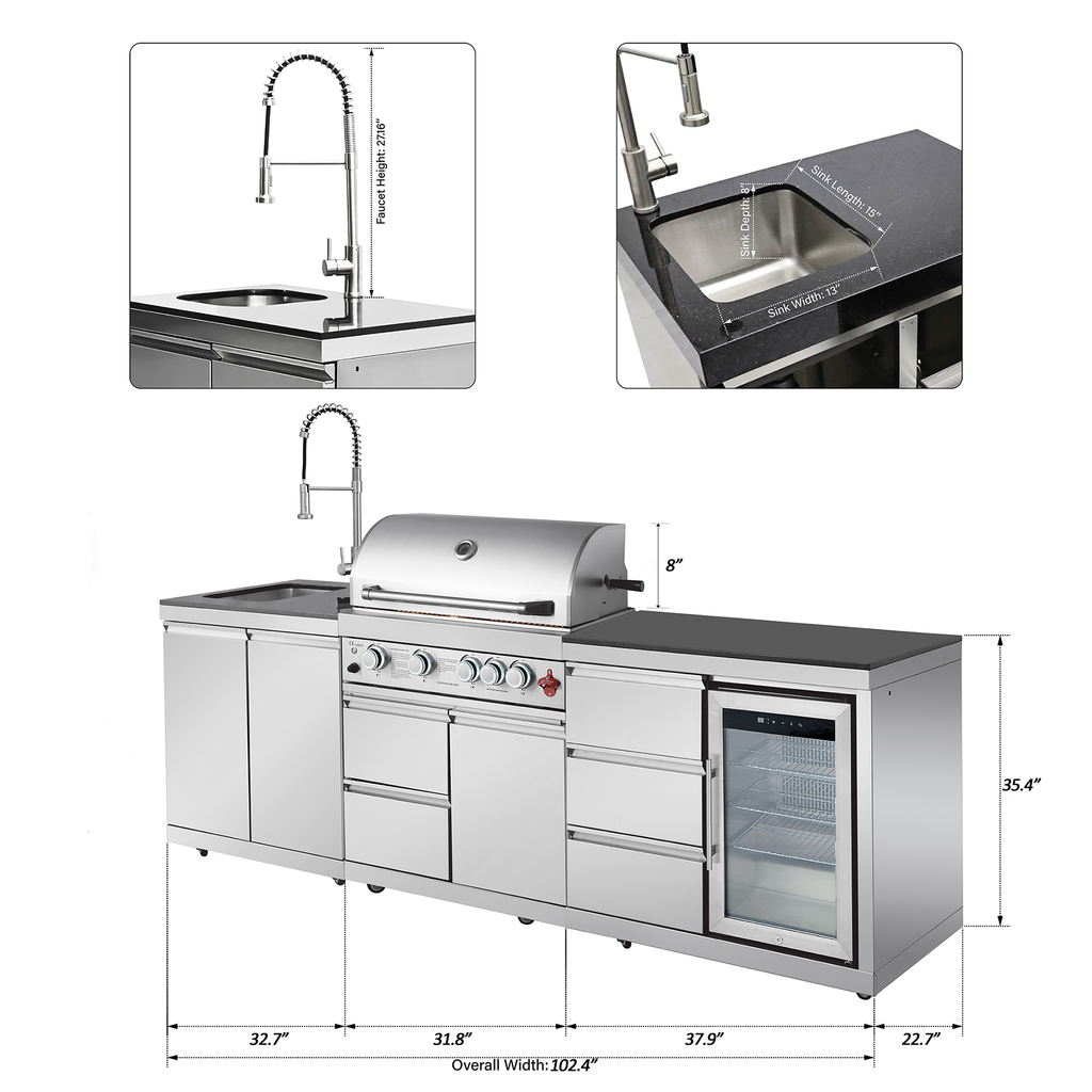 SERA-B Series Outdoor Modular Kitchen – All-in-One Backyard Cooking System