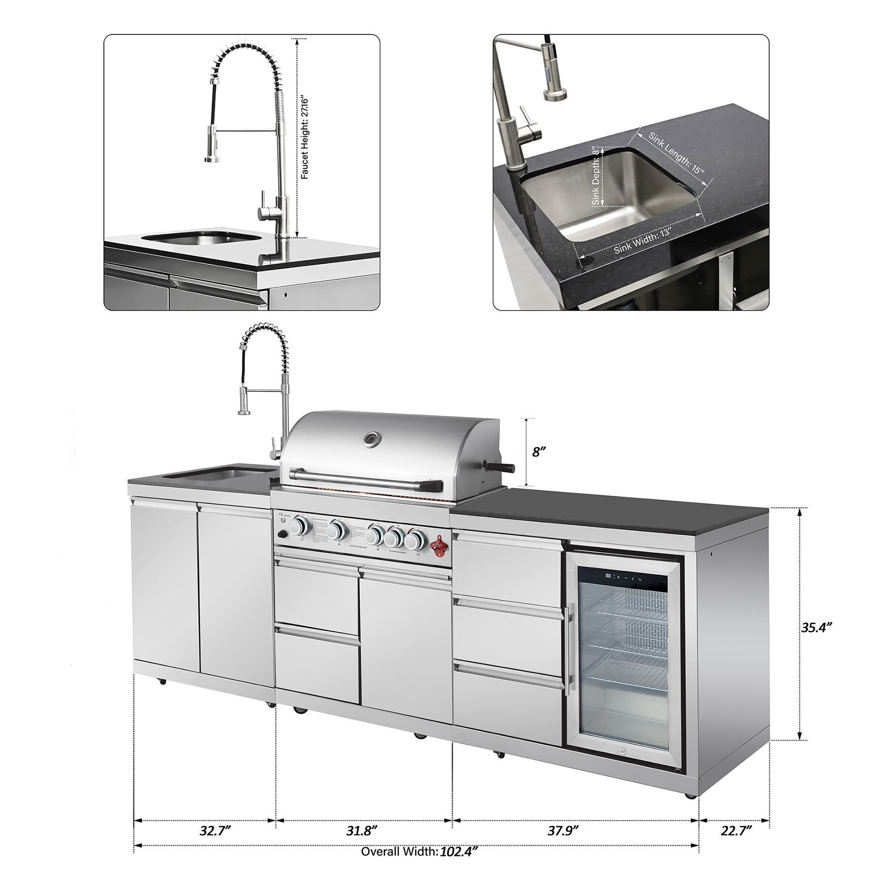 SERA-B Series Outdoor Modular Kitchen – All-in-One Backyard Cooking System