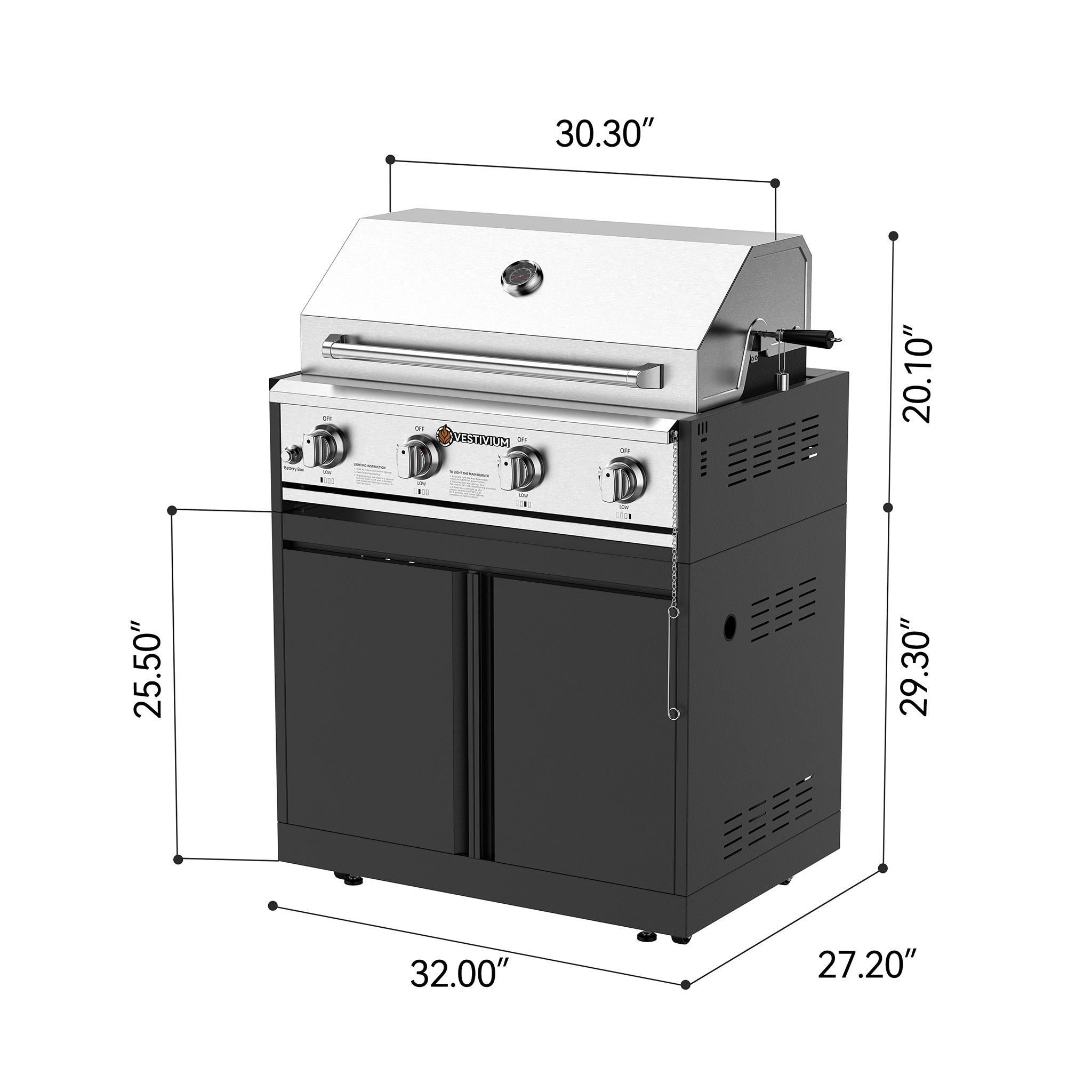 Vestivium Sera Series Outdoor Kitchen Island with Built - in Grill, Sink,Pizza Oven