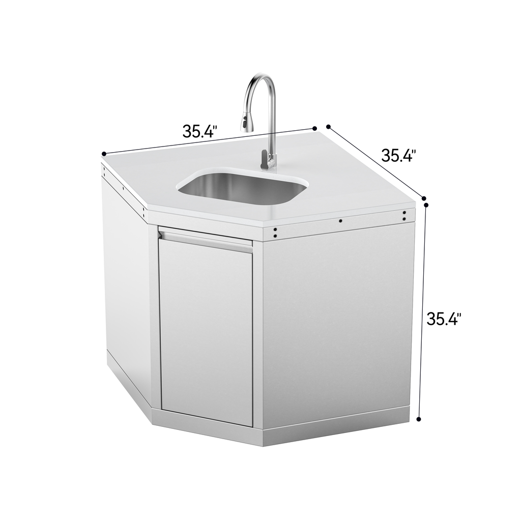 Wide-Angle Corner Cabinet with Sink Module