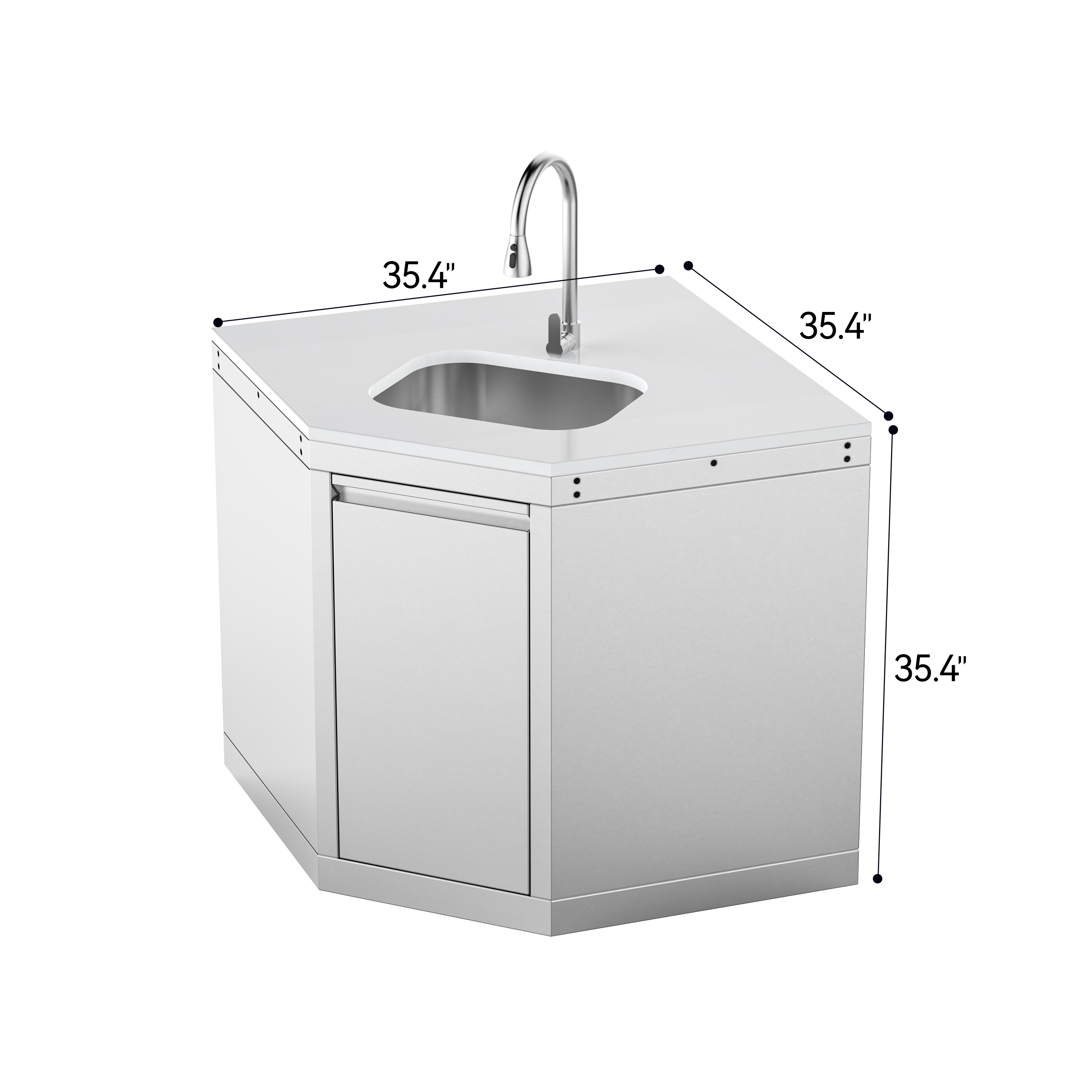 Wide-Angle Corner Cabinet with Sink