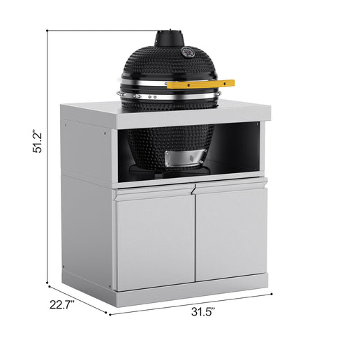Double-Door Storage Cabinet with Kamado Grill Station Module